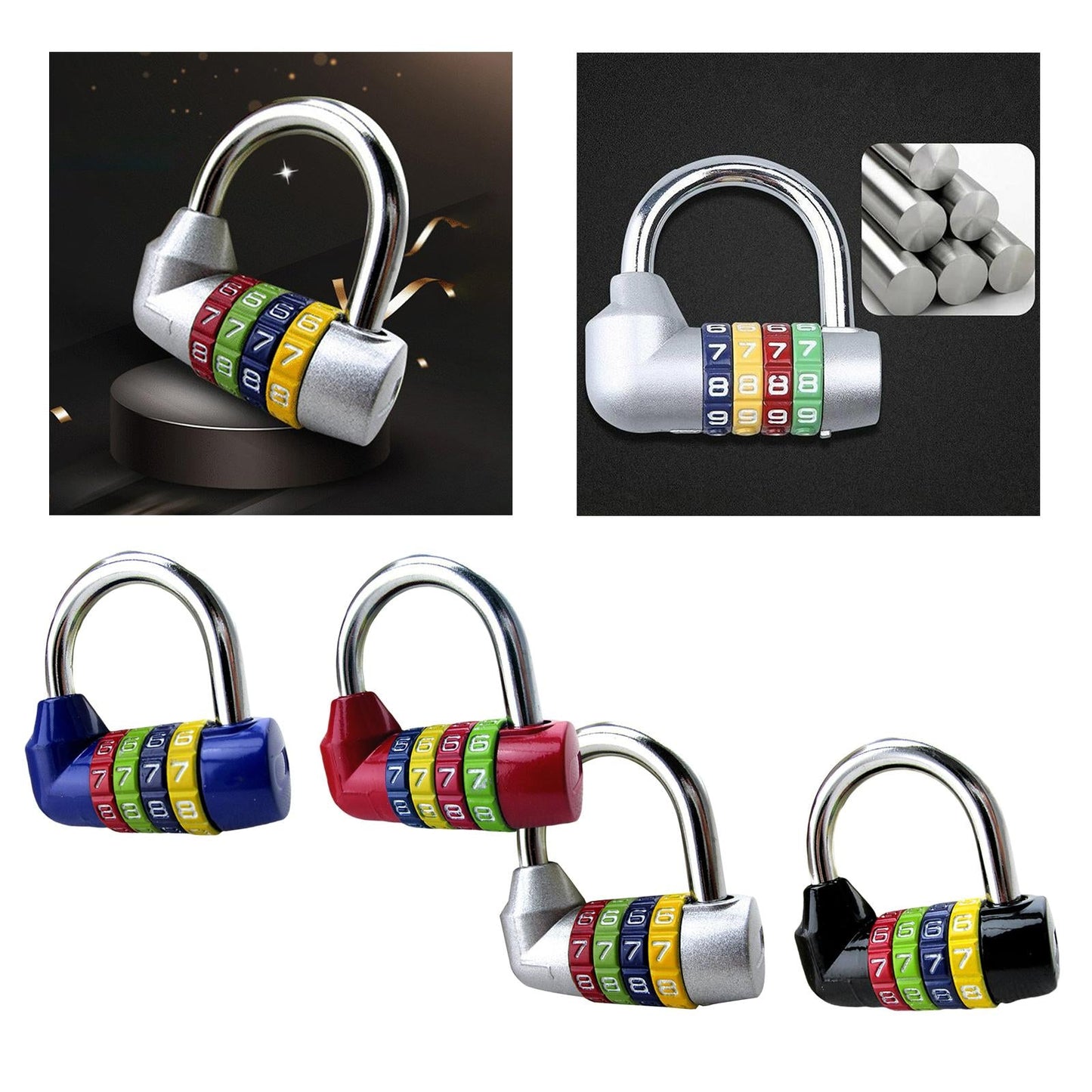 Waterproof 4 Digit Combination Safe Padlock Number Lock Gym Locker Silver
