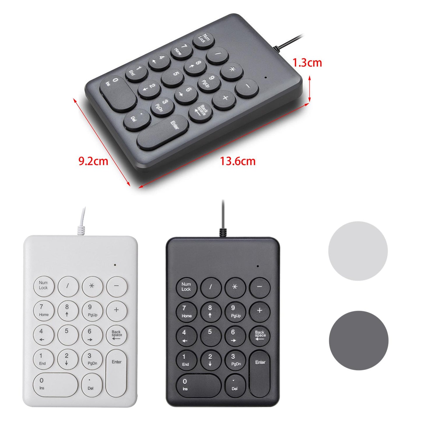 USB 18 Keys Numpad Keyboard Universal Durable Plug and Play Stylish White