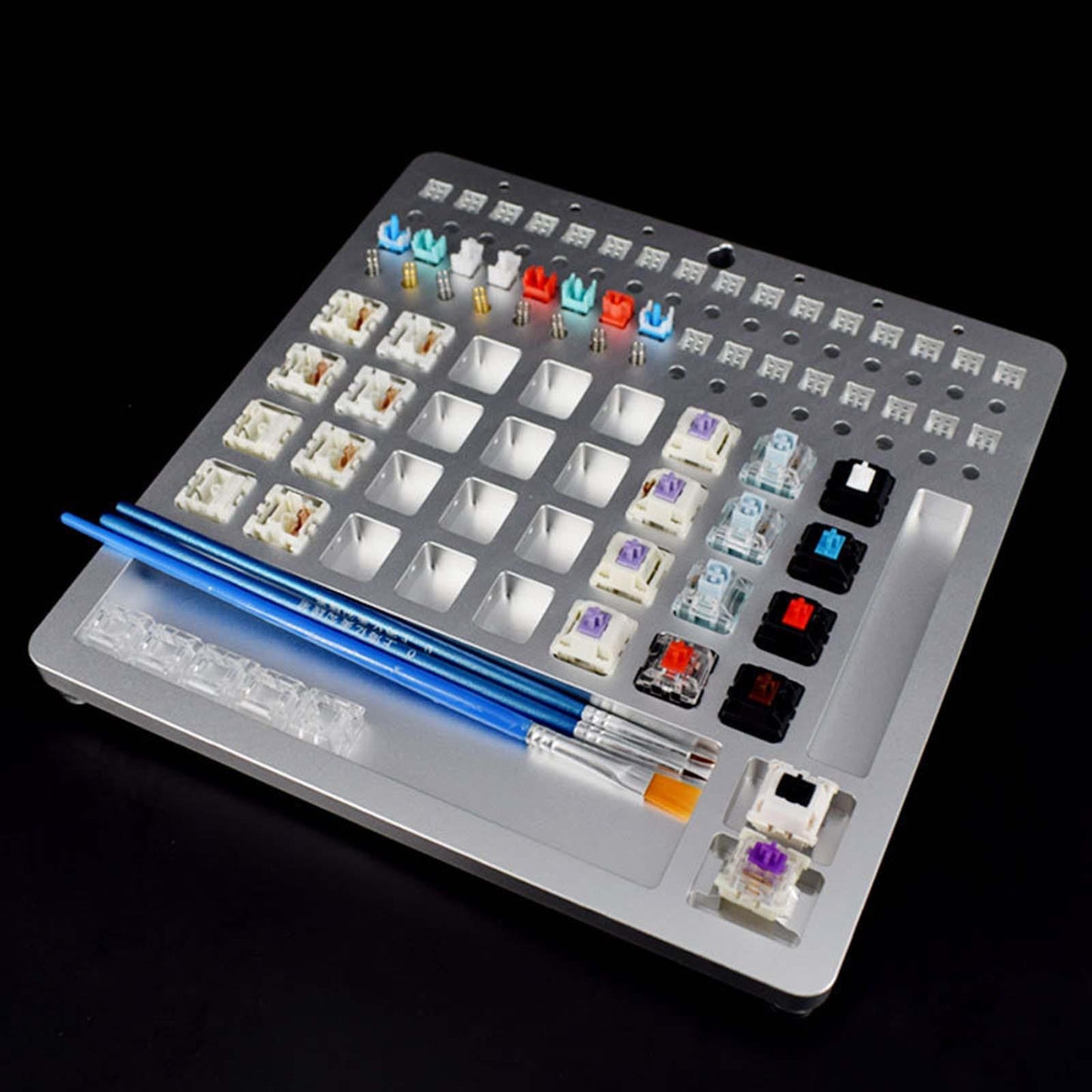 Metal 32 Switch Opener Lube Modding Station for Gamer Acrylic MX Box Silver