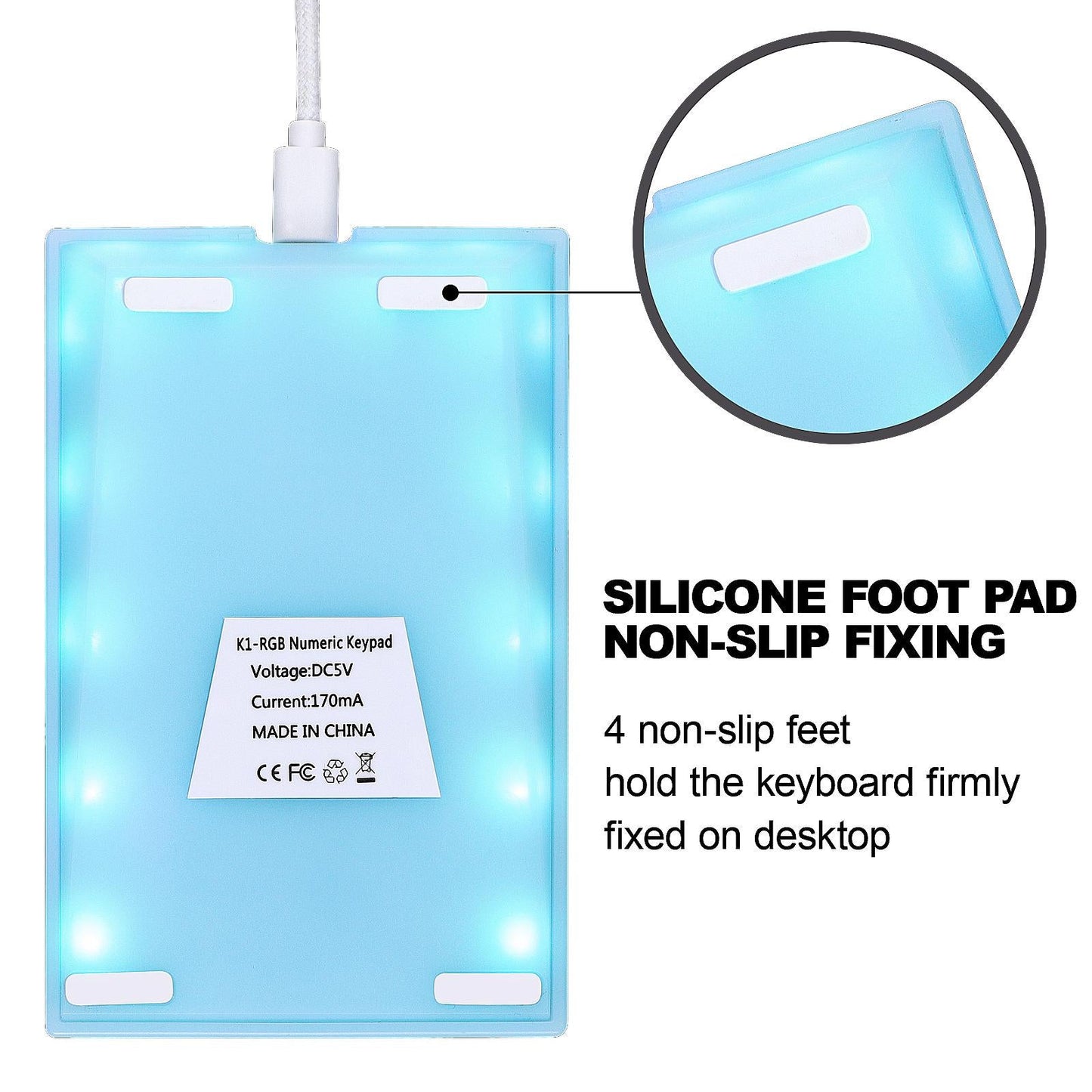 21 Keys Wired Mechanical Numeric Keypad USB Numpad for Cashier PC Blue