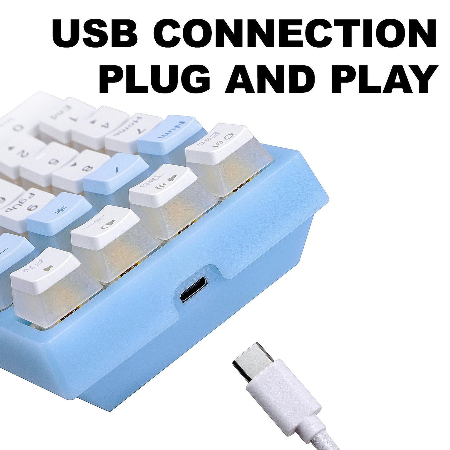 21 Keys Wired Mechanical Numeric Keypad USB Numpad for Cashier PC Blue