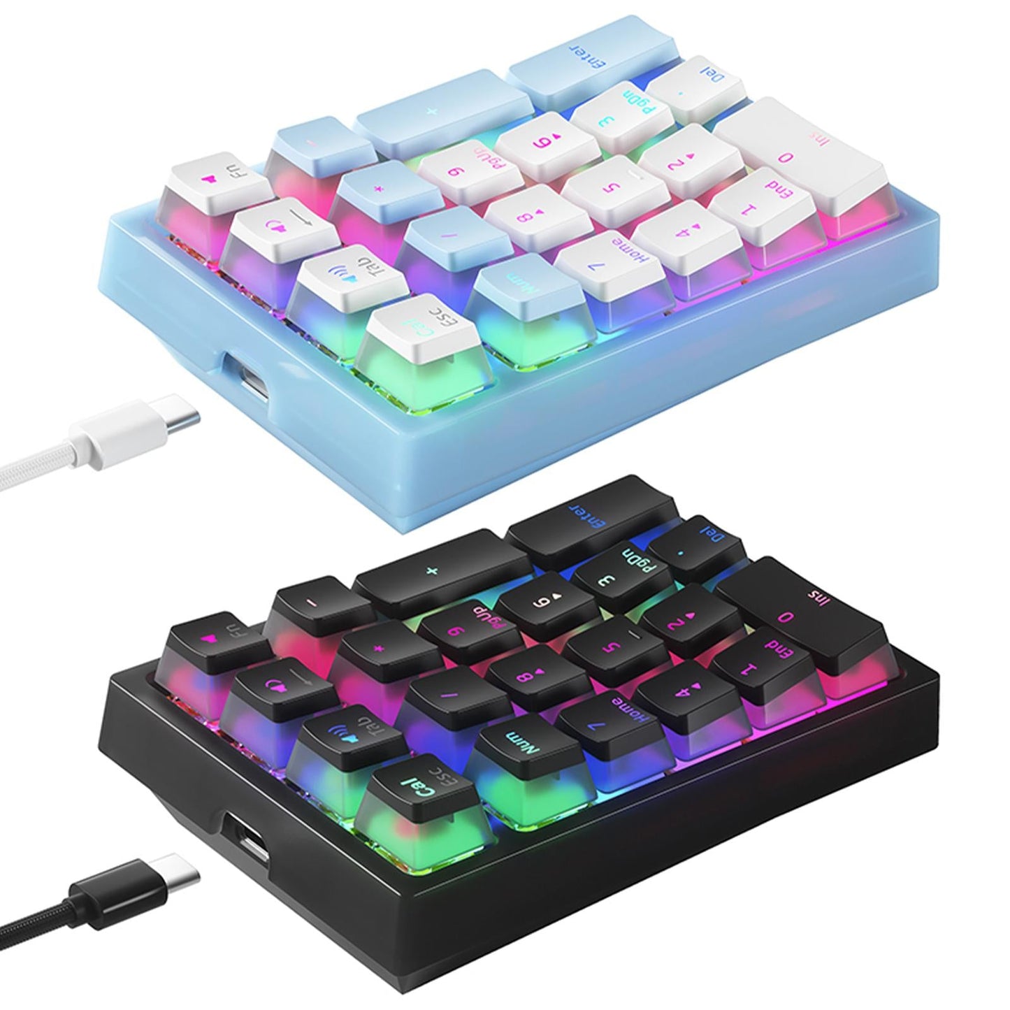 21 Keys Wired Mechanical Numeric Keypad USB Numpad for Cashier PC Blue