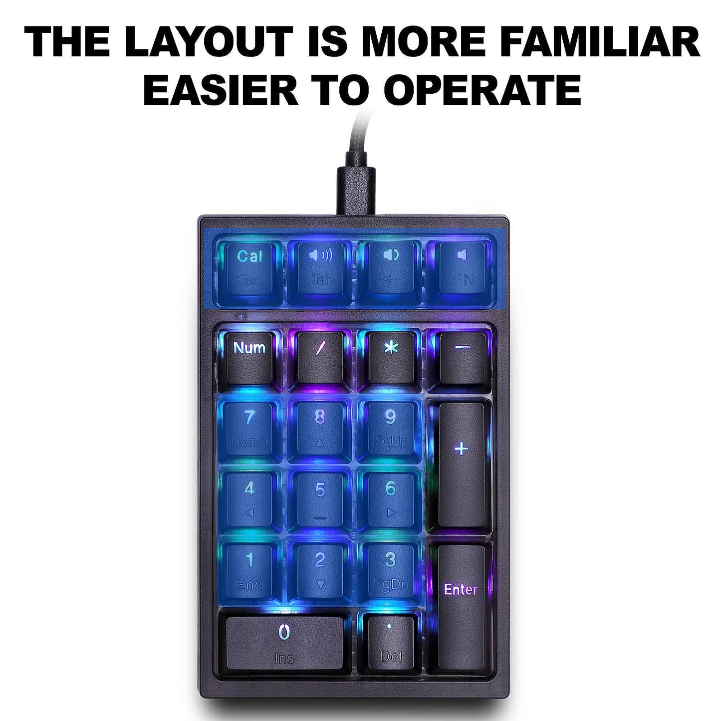 21 Keys Wired Mechanical Numeric Keypad USB Numpad for Cashier PC Black