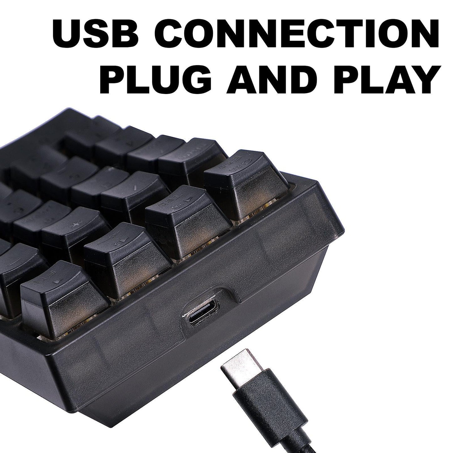 21 Keys Wired Mechanical Numeric Keypad USB Numpad for Cashier PC Black