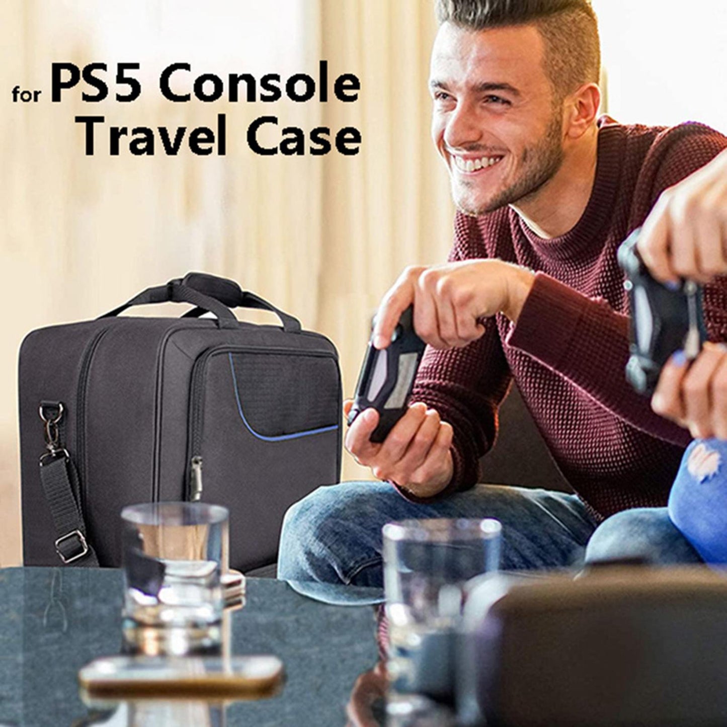 Game Console Travel Bag Carrying Case Shockproof Storage Bag Black for PS 5