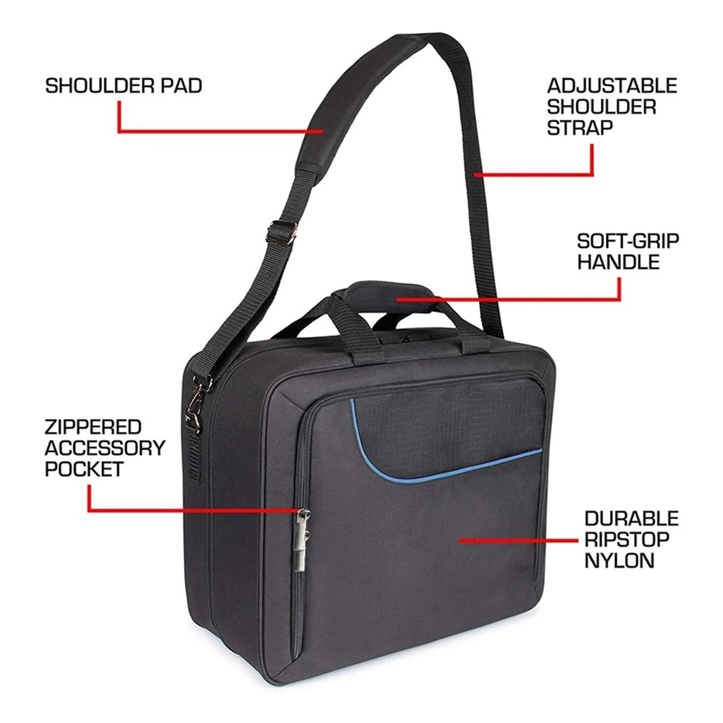 Game Console Travel Bag Carrying Case Shockproof Storage Bag Black for PS 5