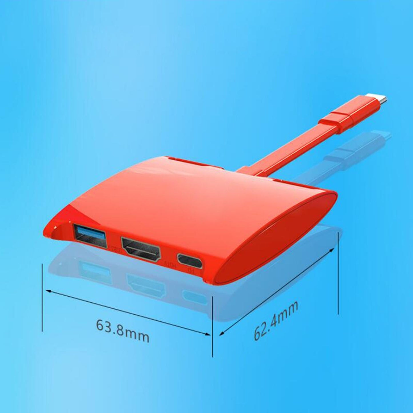 Docking Station for Switch Type C to 4K HDMI USB 3.0 PD 4K Red