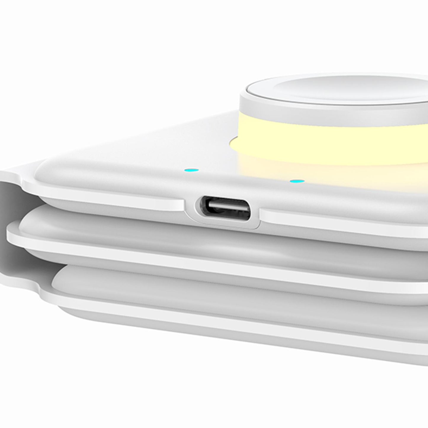 3 in 1 Wireless Charger with Night Light Portable with USB Cable for Office White