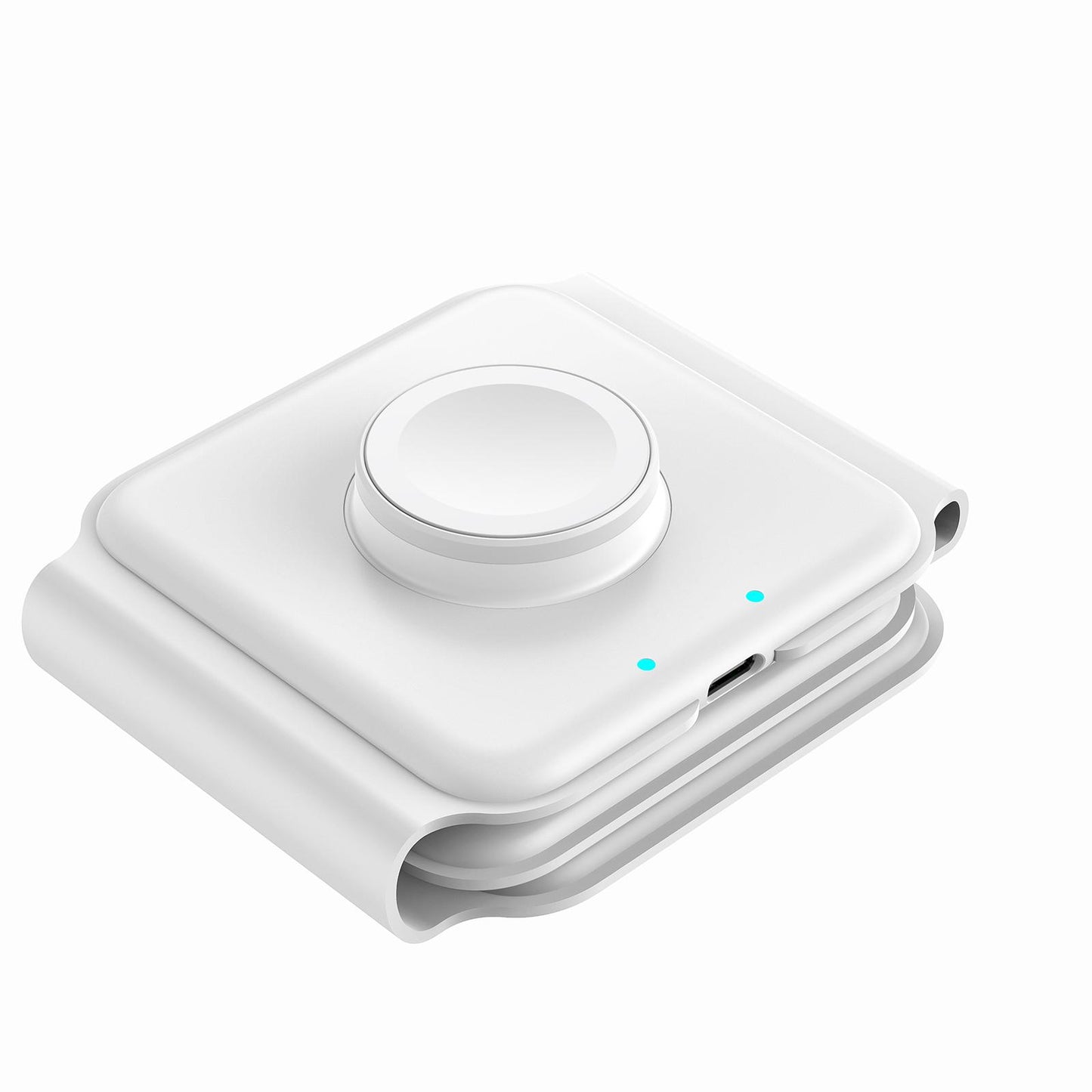 3 in 1 Wireless Charger with Night Light Portable with USB Cable for Office White