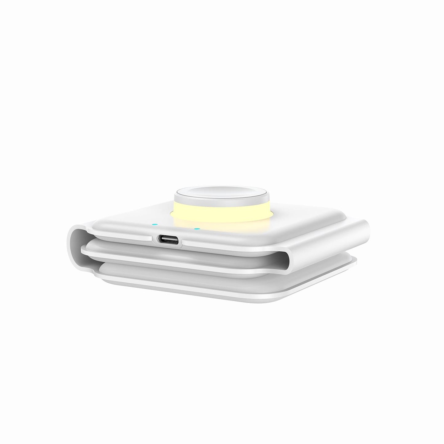 3 in 1 Wireless Charger with Night Light Portable with USB Cable for Office White
