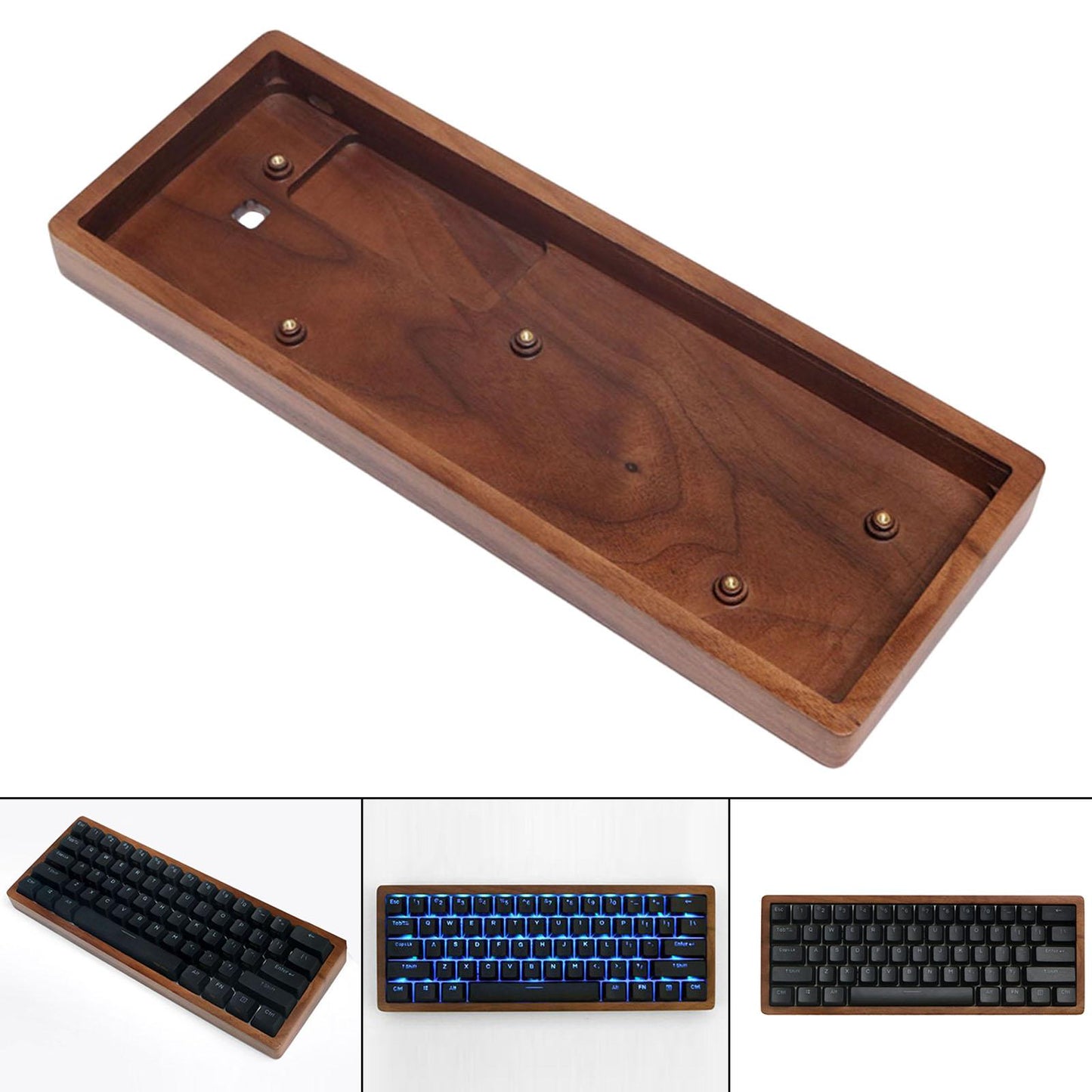 Solid Wooden Case for Anne Pro 2 Bluetooth Mechanical Keyboard Walnut