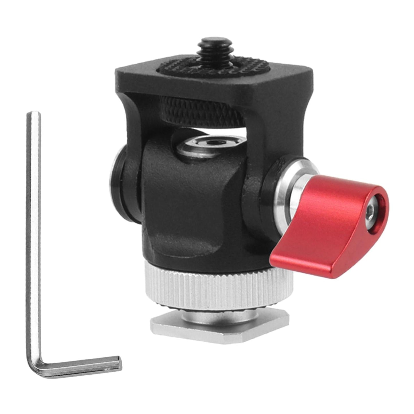 Hot Shoe Mount Adapter Rod Clamp 360 Swivel for Tripod Dsr Nikon red hand twist