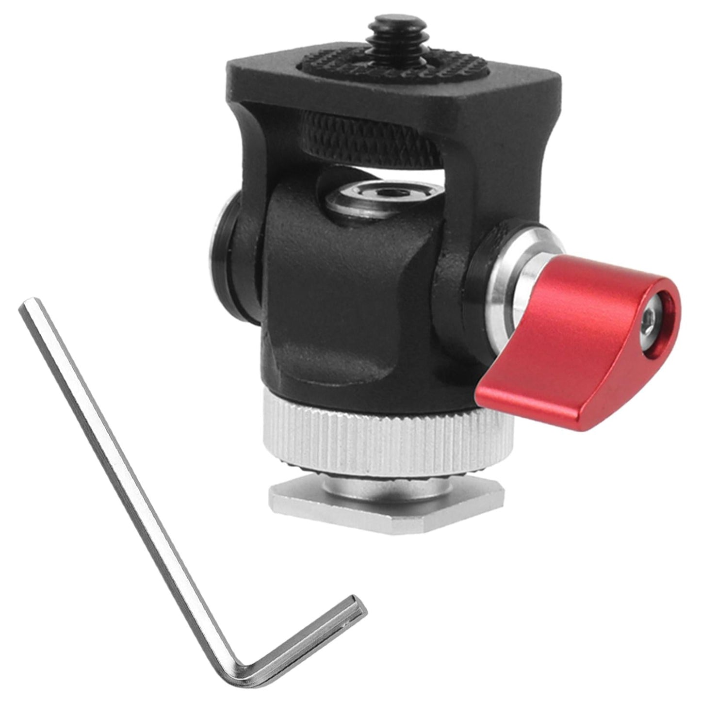 Hot Shoe Mount Adapter Rod Clamp 360 Swivel for Tripod Dsr Nikon red hand twist