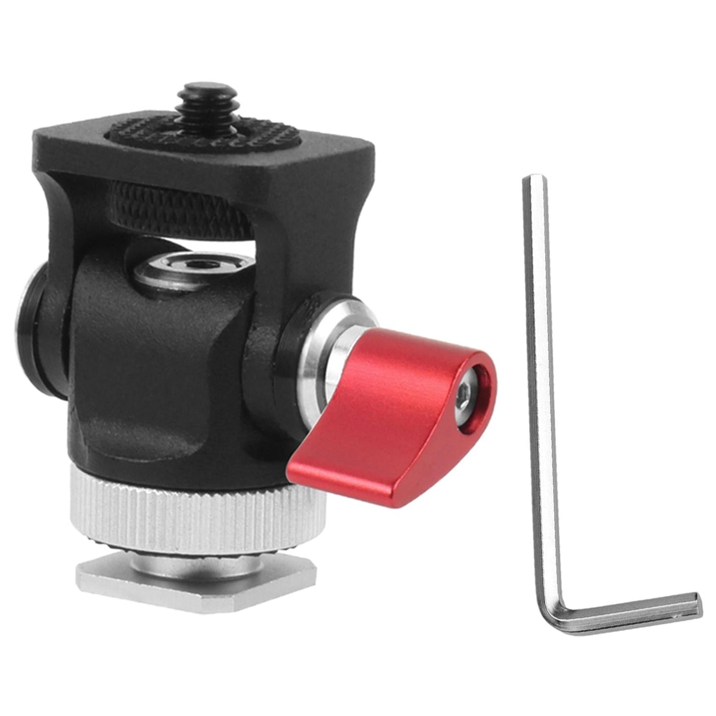 Hot Shoe Mount Adapter Rod Clamp 360 Swivel for Tripod Dsr Nikon red hand twist