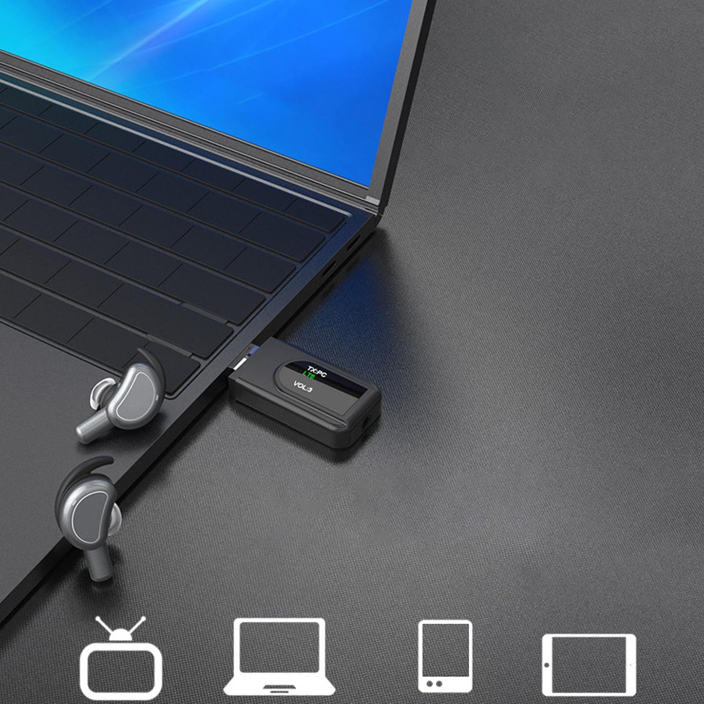 2 in 1 Bluetooth 5.0 Transmitter Receiver Driver Free 3.5mm AUX Jack for PS5