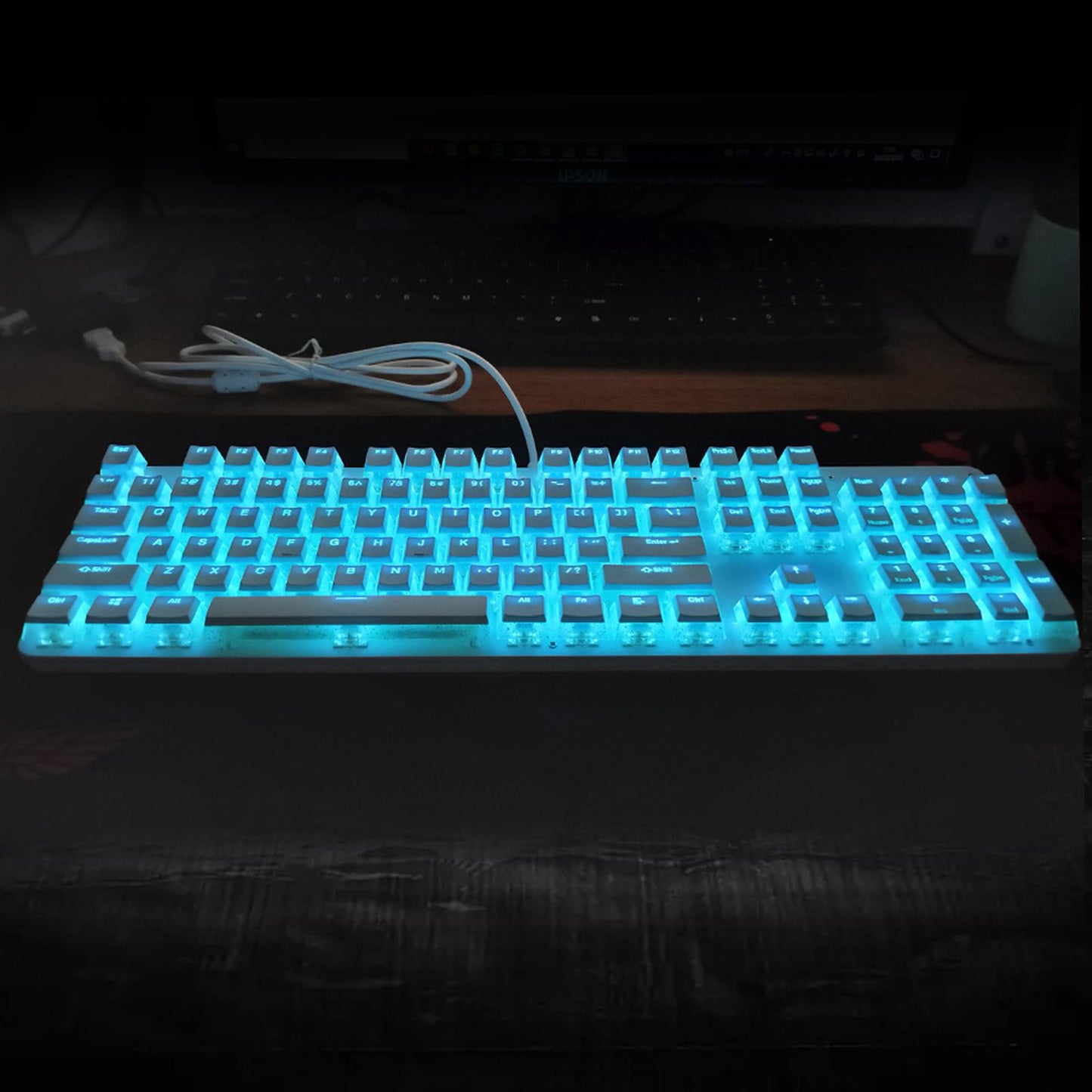 Gaming 108 Key Keycaps Kit Double Shot English PBT for Mechanical Keyboards White