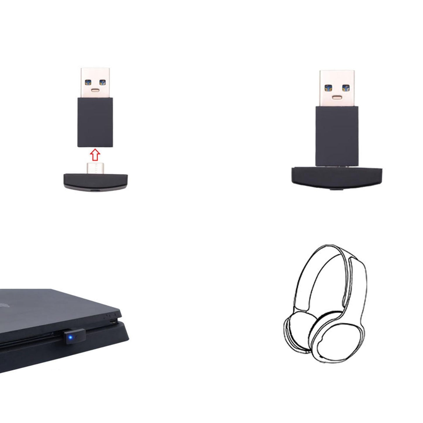 Bluetooth 5.0 Audio Adapter Dongle for Switch for PS4/PS5 PC OTG Adapter