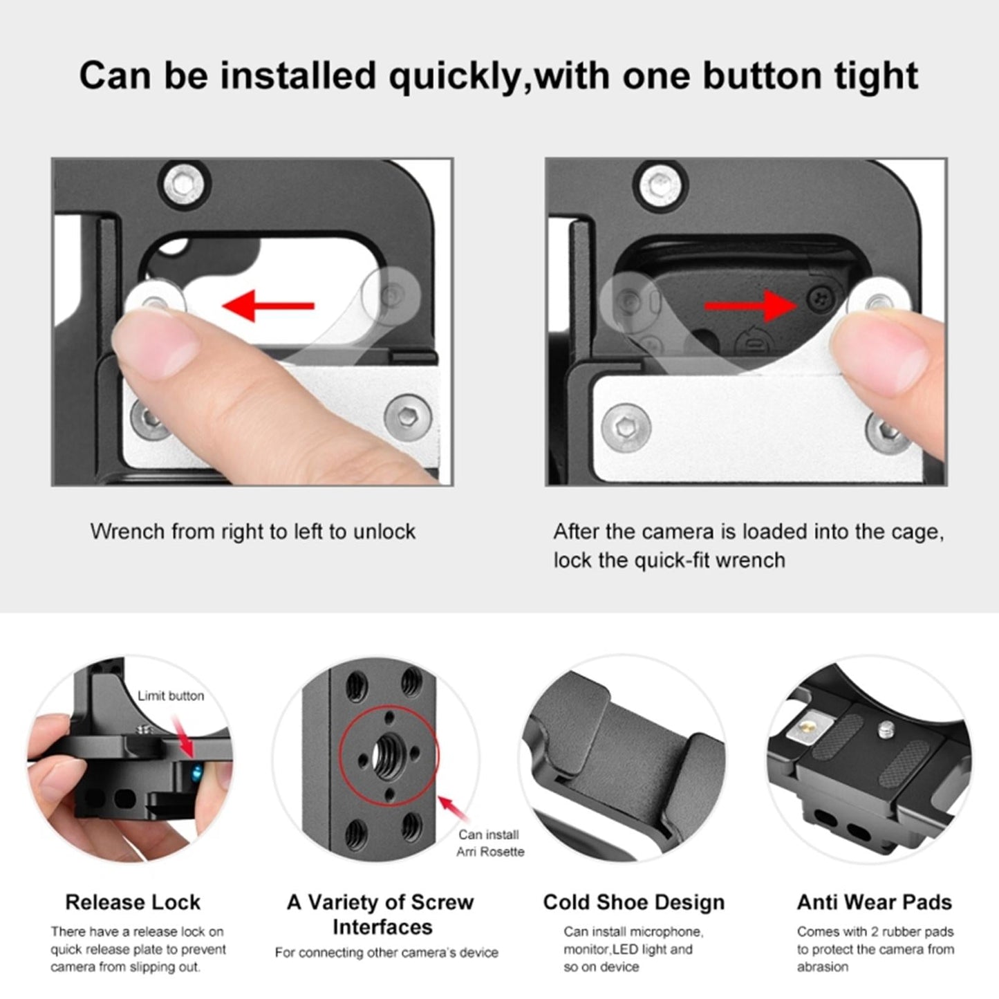 Camera Cage Aluminium Alloy Quick Release Plate for Nikon Z6 Z7 DSLR Camera