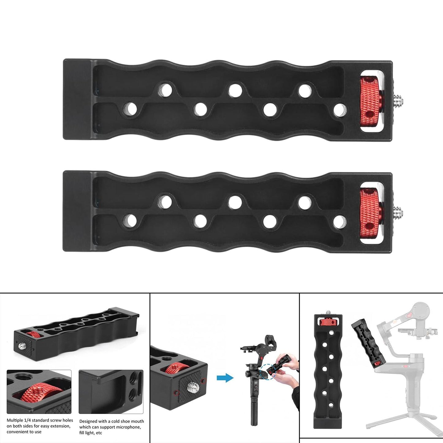 Handheld Gimbal Stabilizer Mount Handlebar Handgrip Handle Metal for Zhiyun 2 Anchor Points