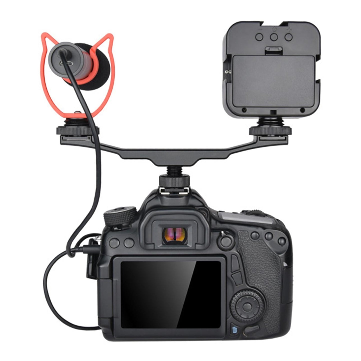 Aluminum Dual Cold Shoe Mount Bracket Extension Rod for Microphone Flash