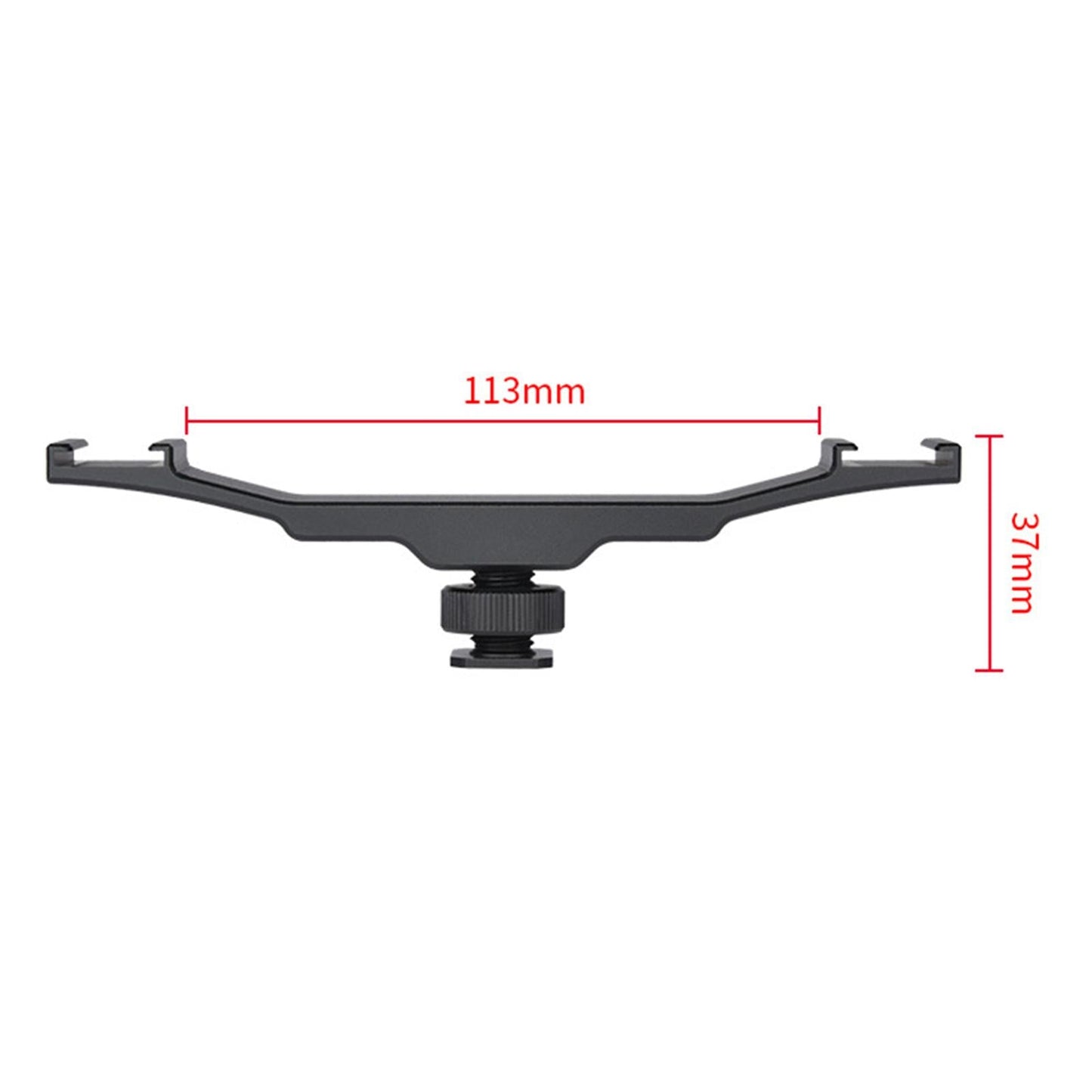 Aluminum Dual Cold Shoe Mount Bracket Extension Rod for Microphone Flash