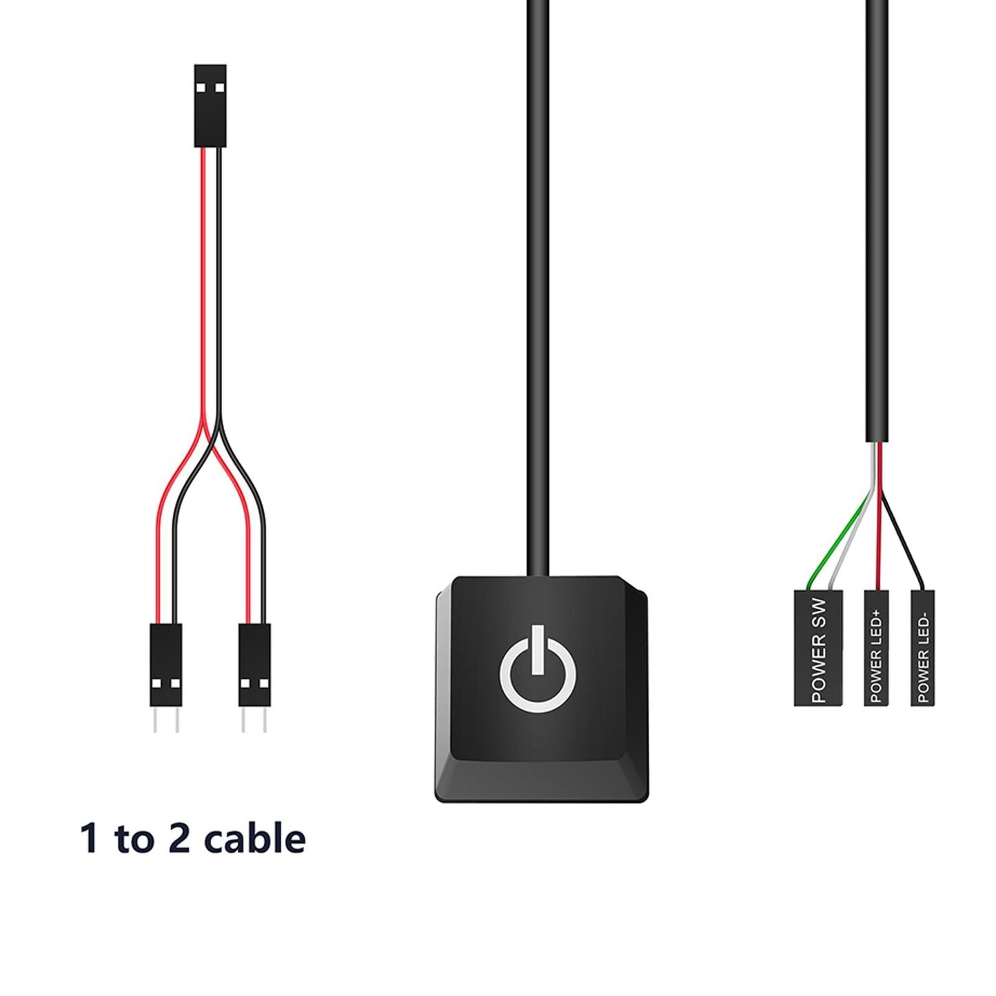 External Remote Switch Button Computer Supplies with 2M Cables for Home