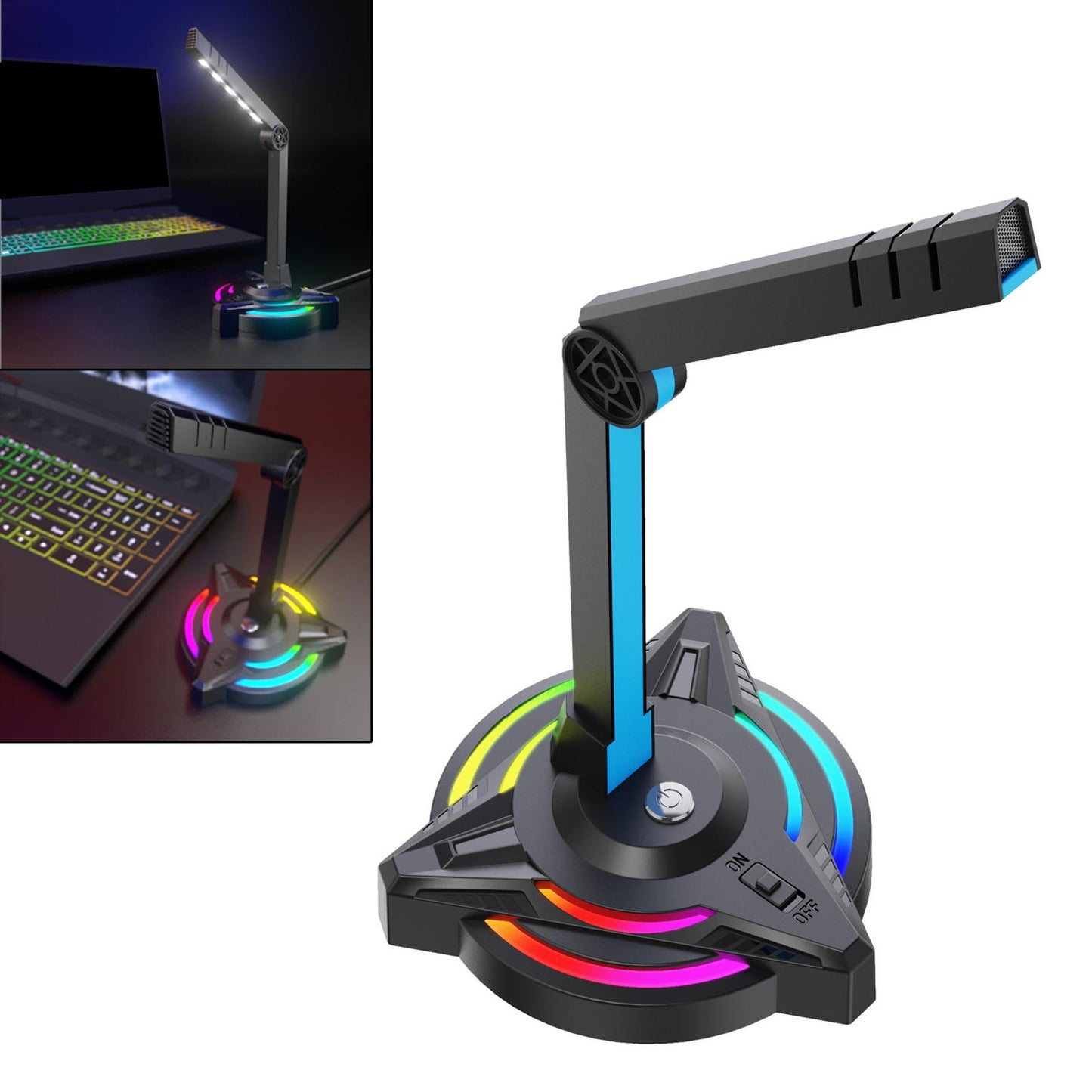 USB Microphone with Lamp Function RGB Light for Singing Studio Meeting