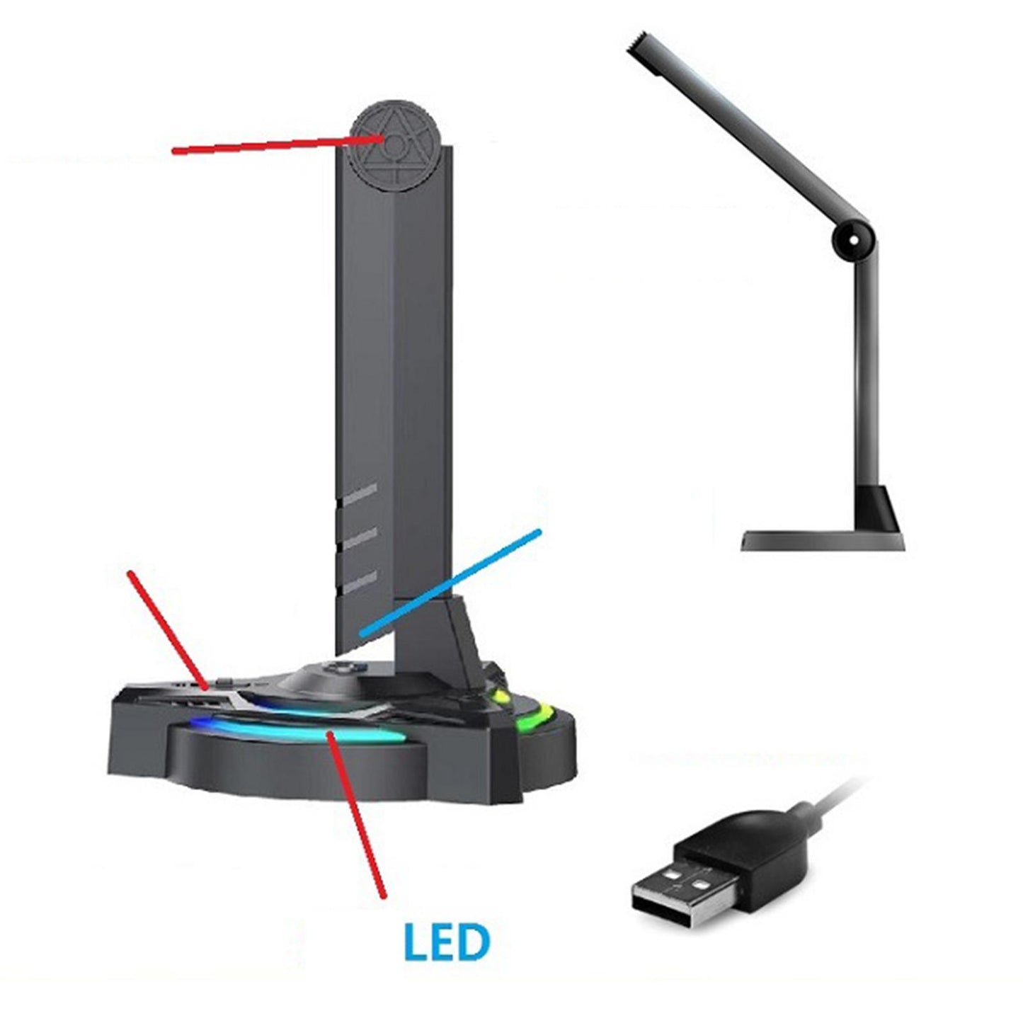 USB Microphone with Lamp Function RGB Light for Singing Studio Meeting