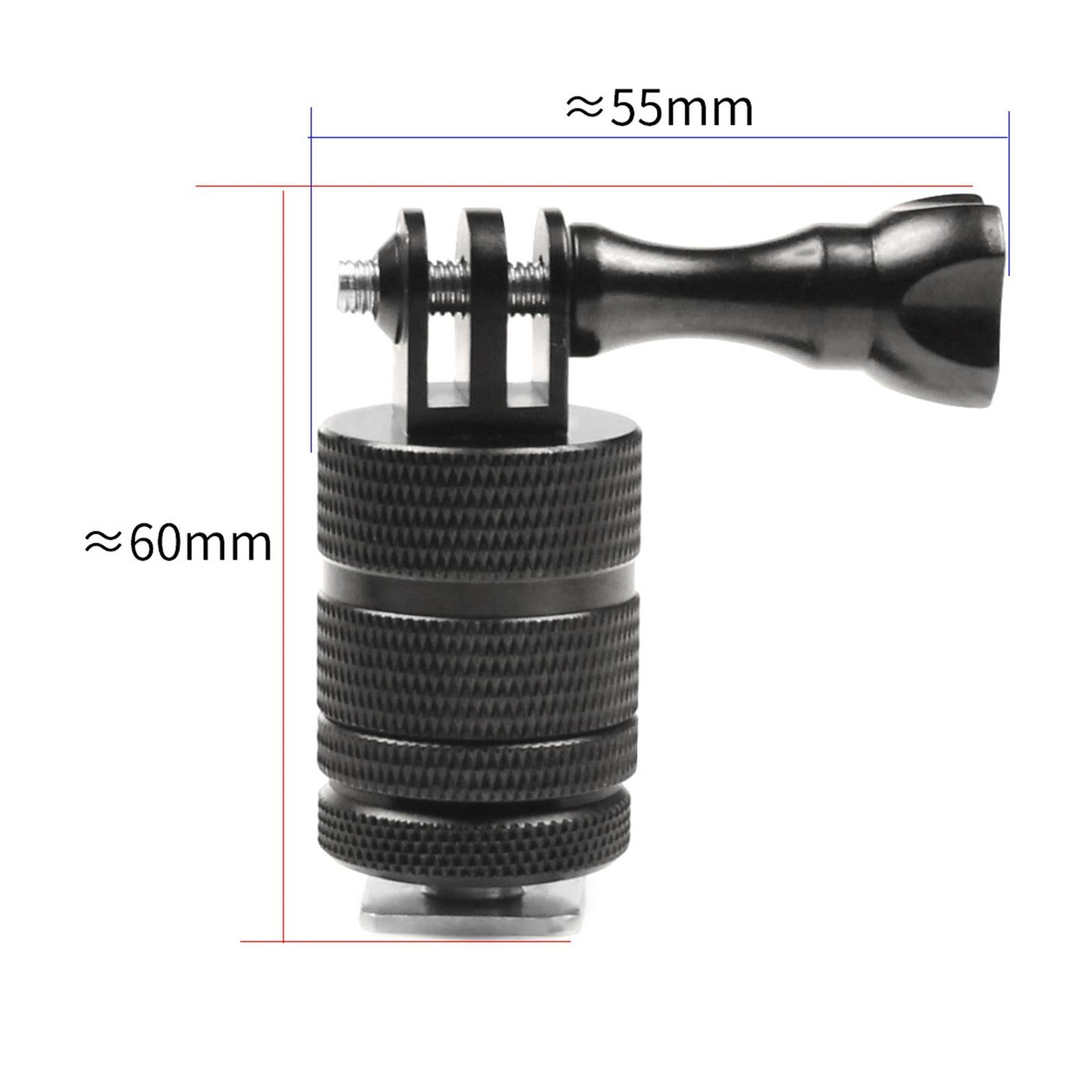 360 Degree Rotation Hot Shoe Mount Adapter Camera Mount for Action Cameras
