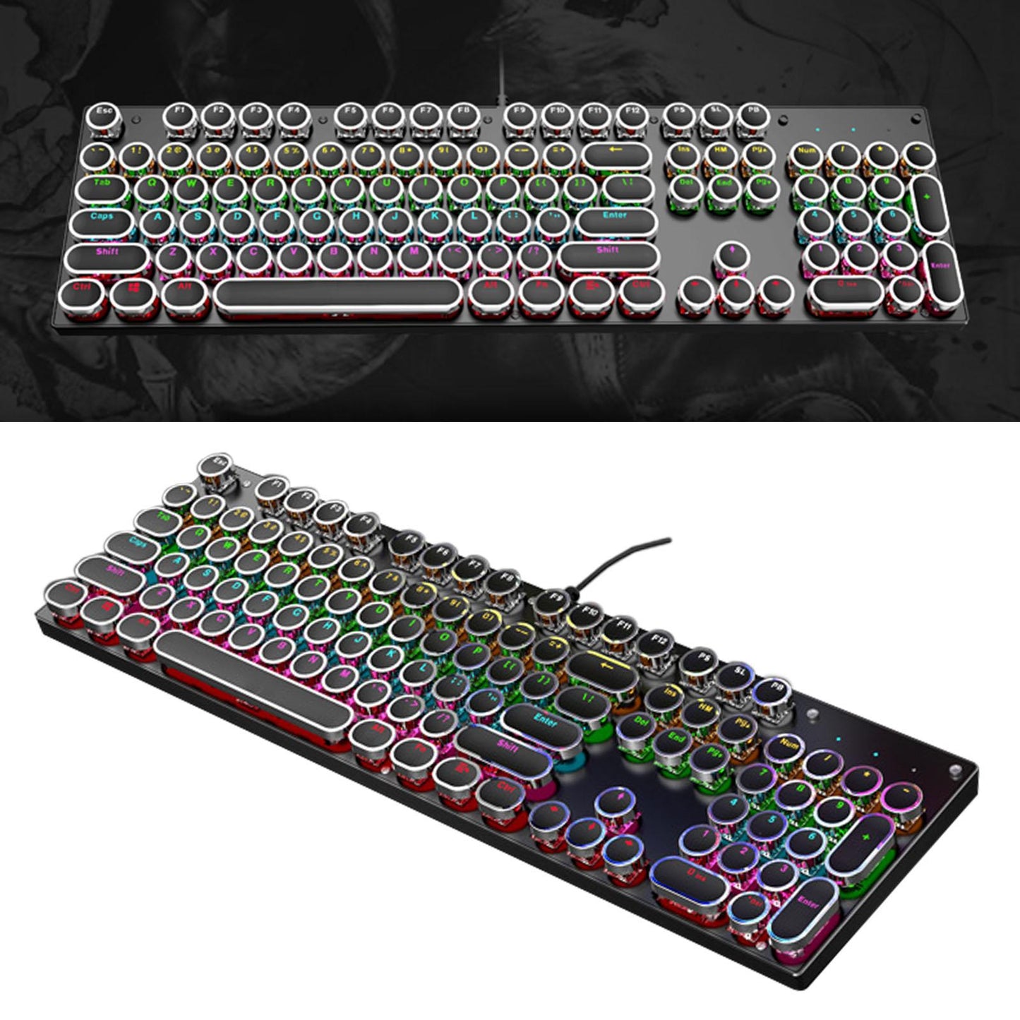 Ergonomic 104 Keys Mechanical Gaming Keyboard USB Wired for Game Computer PC Black