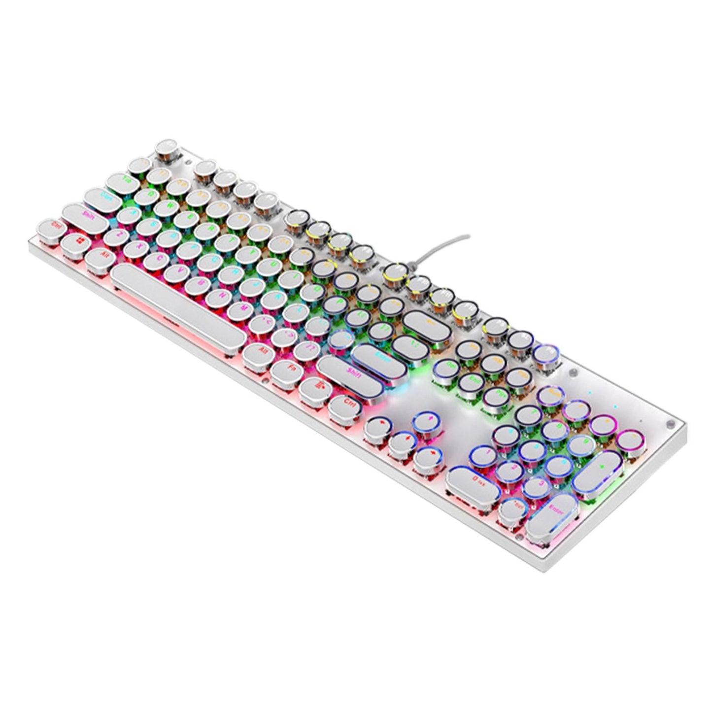 Ergonomic 104 Keys Mechanical Gaming Keyboard USB Wired for Game Computer PC White