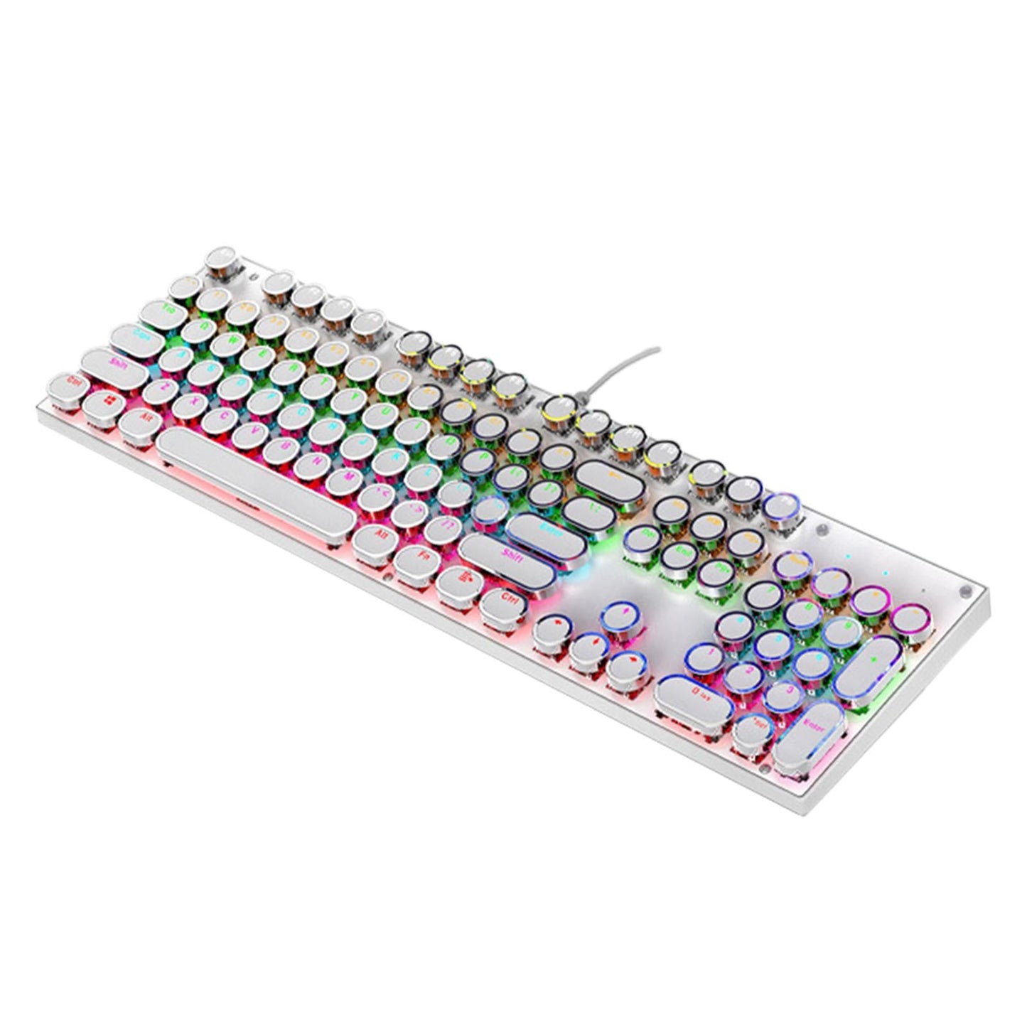 Ergonomic 104 Keys Mechanical Gaming Keyboard USB Wired for Game Computer PC White