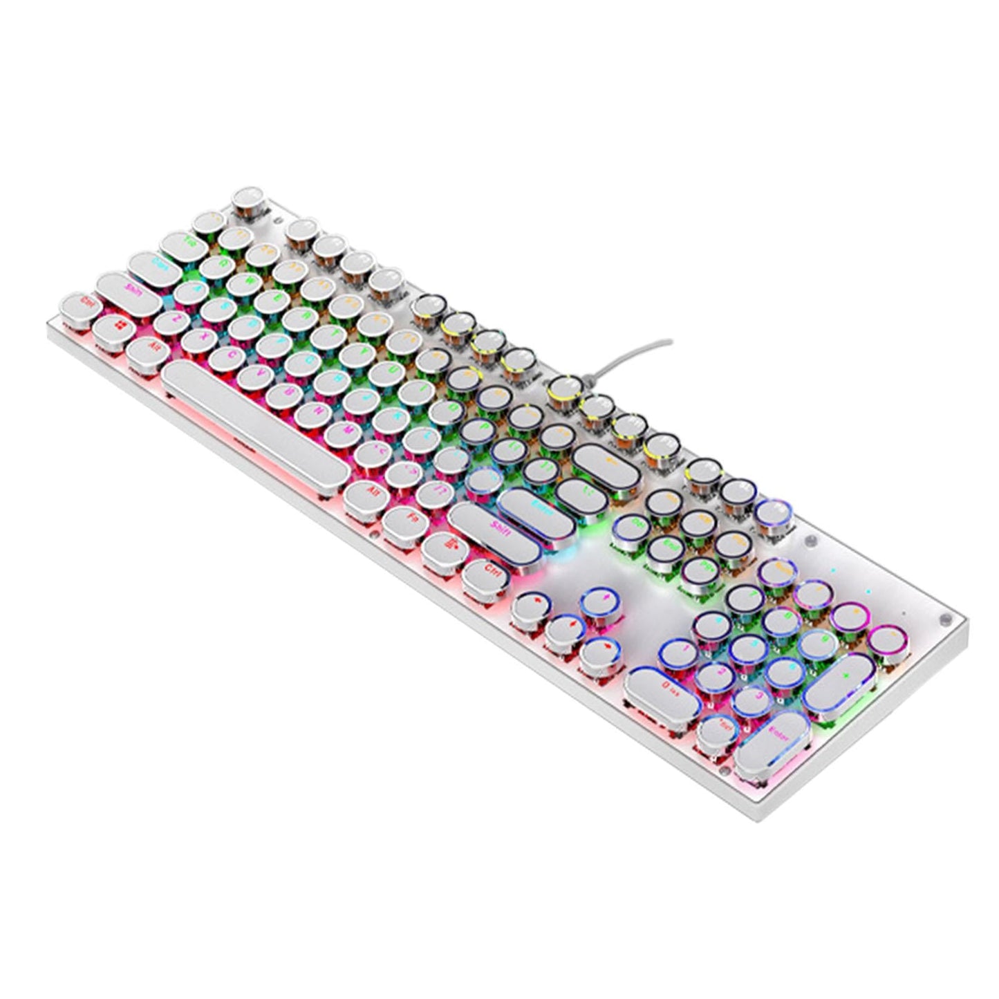 Ergonomic 104 Keys Mechanical Gaming Keyboard USB Wired for Game Computer PC White