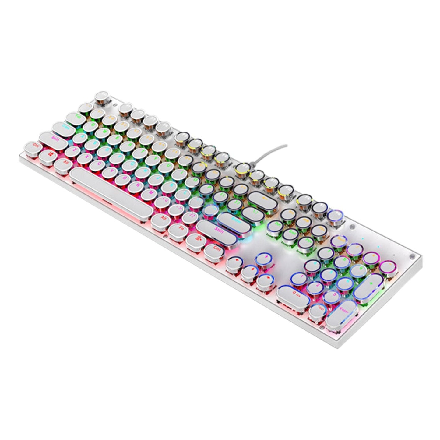 Ergonomic 104 Keys Mechanical Gaming Keyboard USB Wired for Game Computer PC White