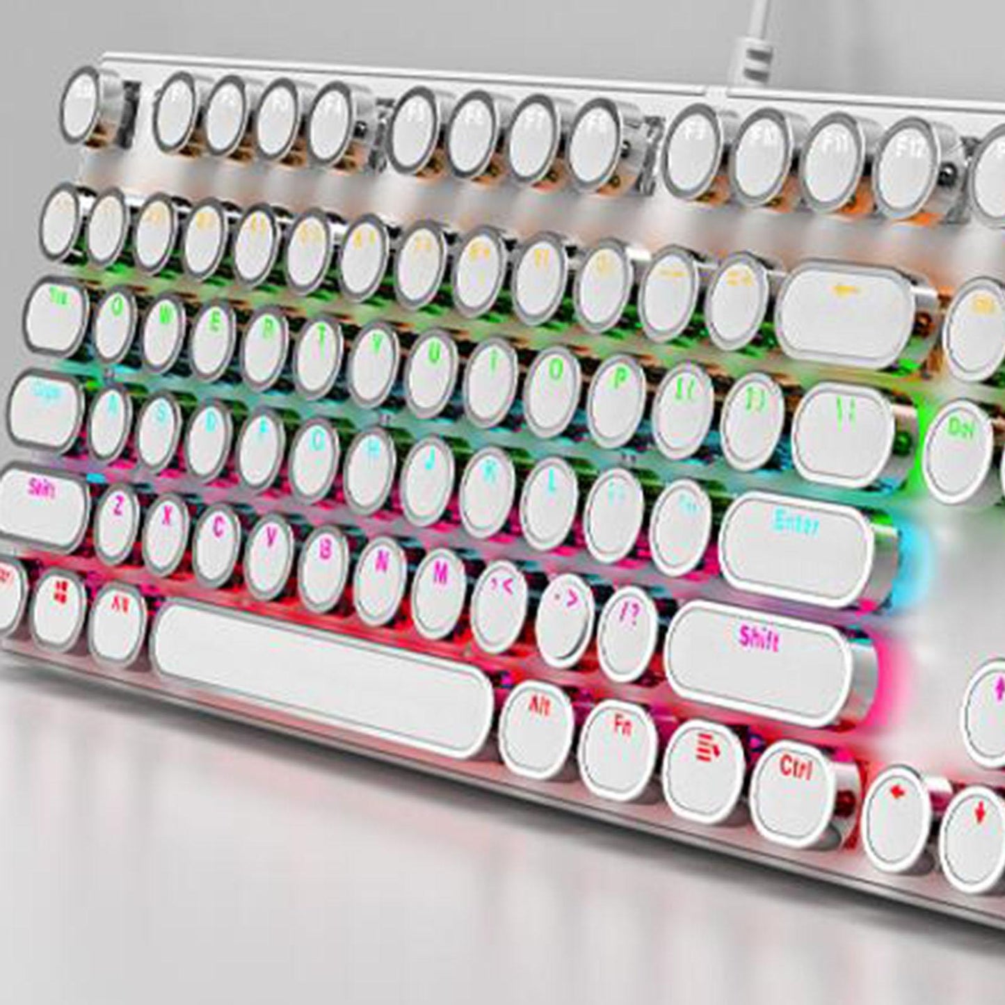 Ergonomic 104 Keys Mechanical Gaming Keyboard USB Wired for Game Computer PC White