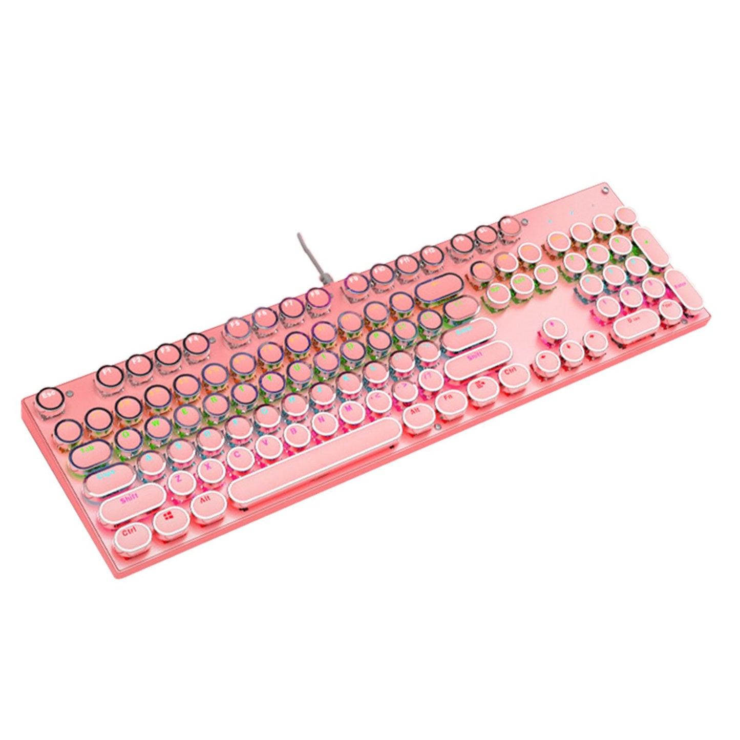 Ergonomic 104 Keys Mechanical Gaming Keyboard USB Wired for Game Computer PC Pink