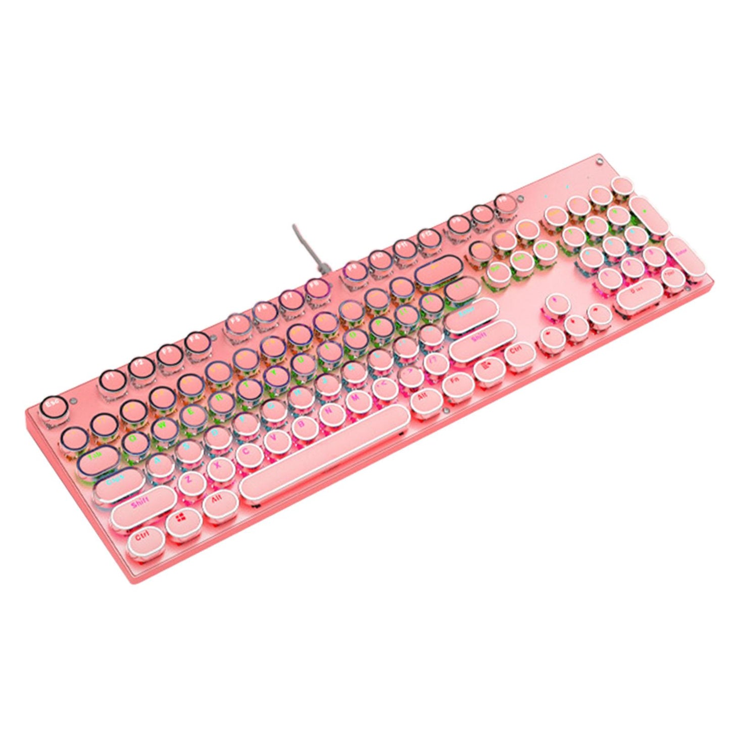 Ergonomic 104 Keys Mechanical Gaming Keyboard USB Wired for Game Computer PC Pink