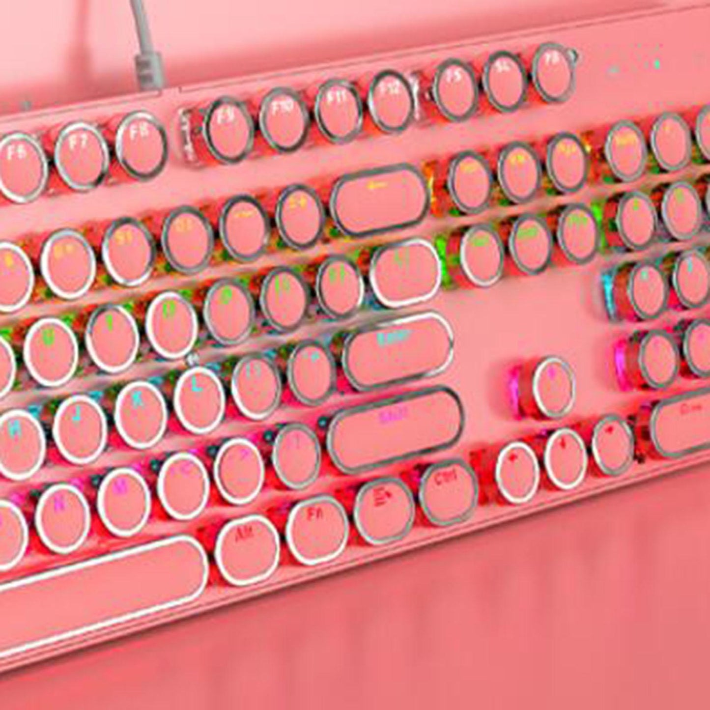 Ergonomic 104 Keys Mechanical Gaming Keyboard USB Wired for Game Computer PC Pink