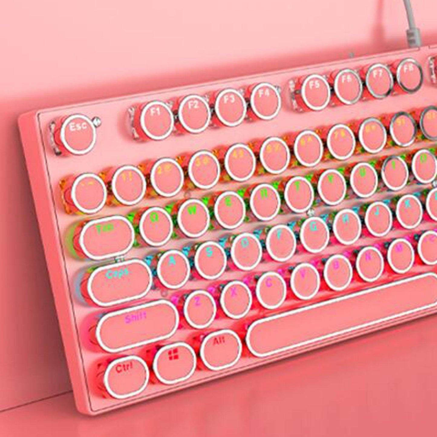 Ergonomic 104 Keys Mechanical Gaming Keyboard USB Wired for Game Computer PC Pink