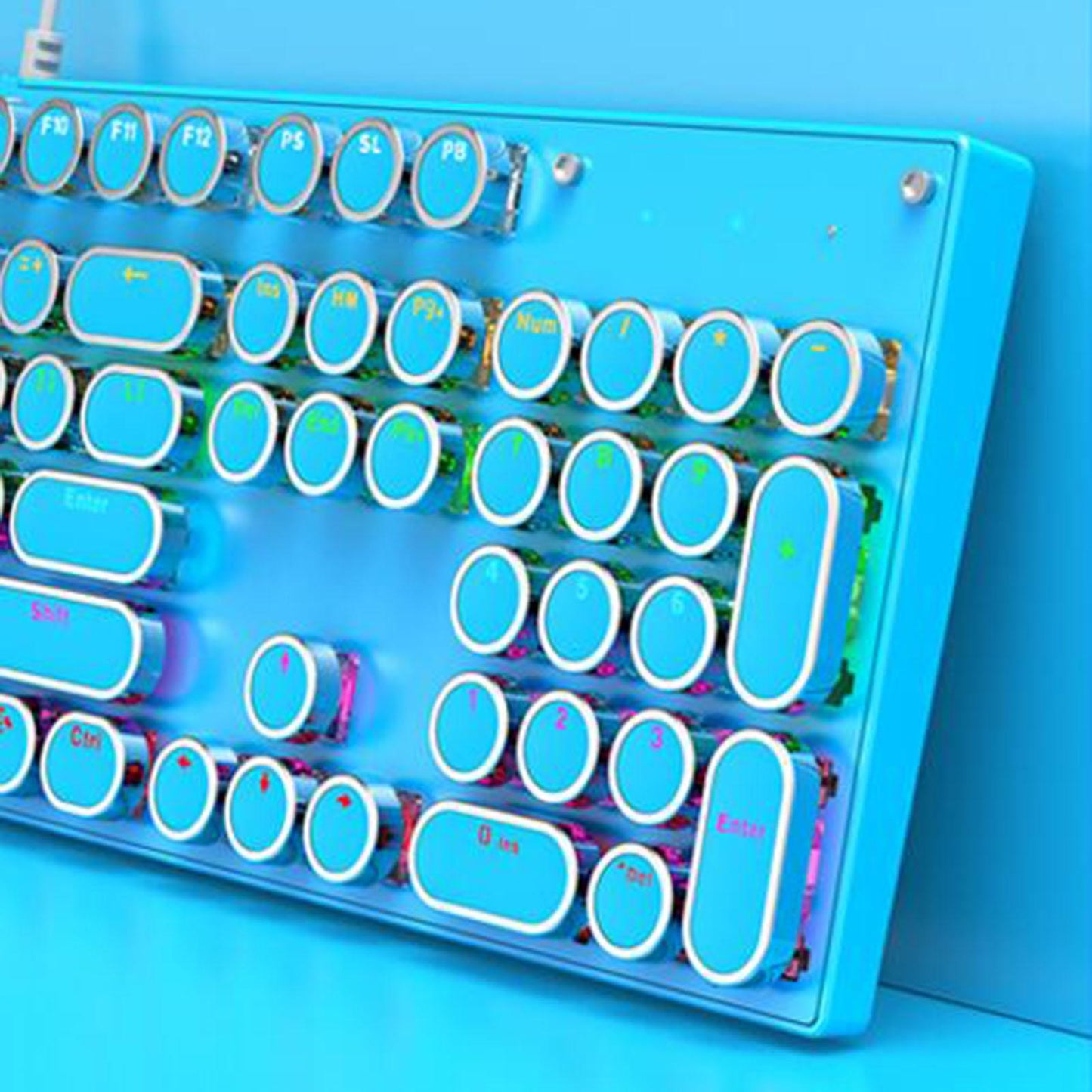 Ergonomic 104 Keys Mechanical Gaming Keyboard USB Wired for Game Computer PC Blue