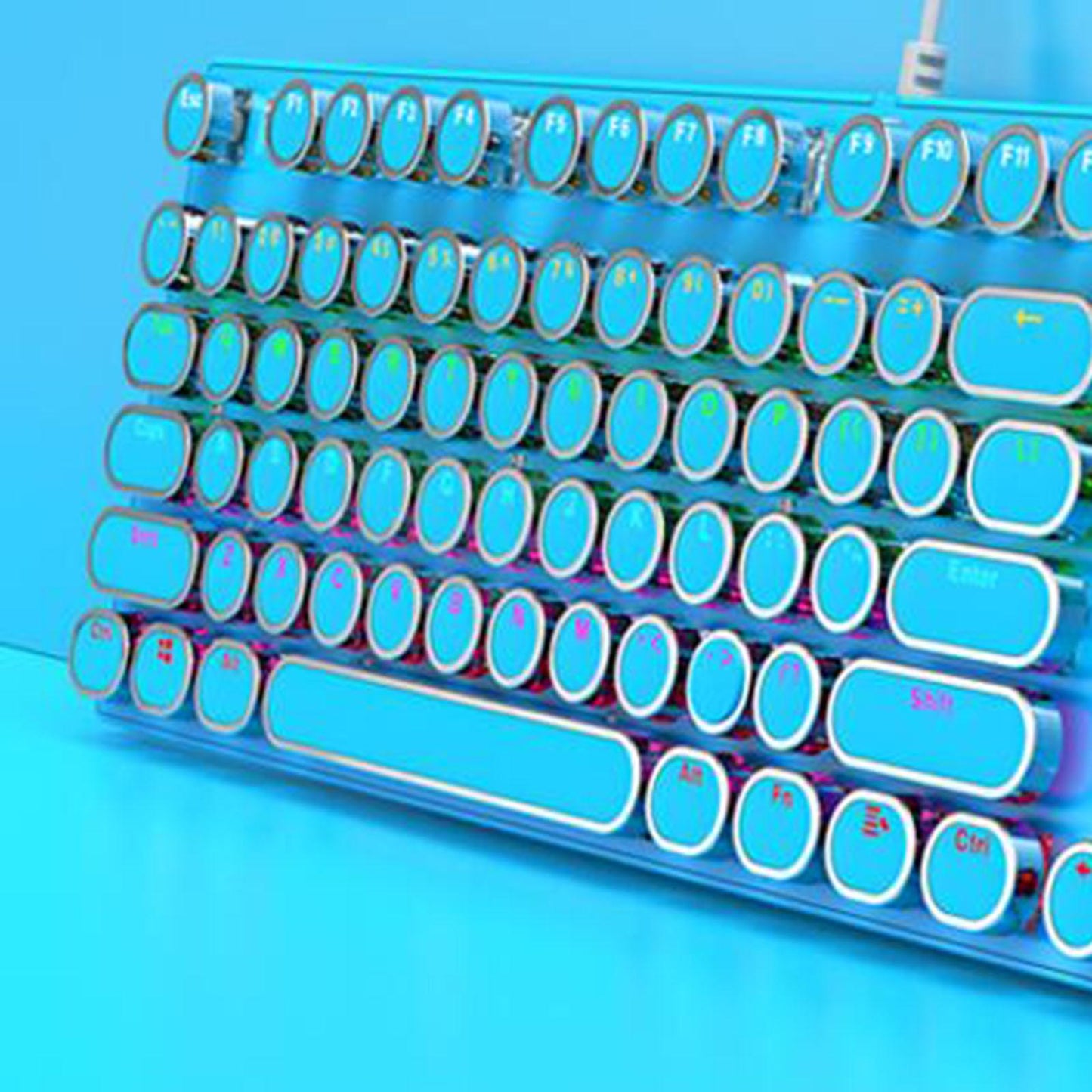 Ergonomic 104 Keys Mechanical Gaming Keyboard USB Wired for Game Computer PC Blue