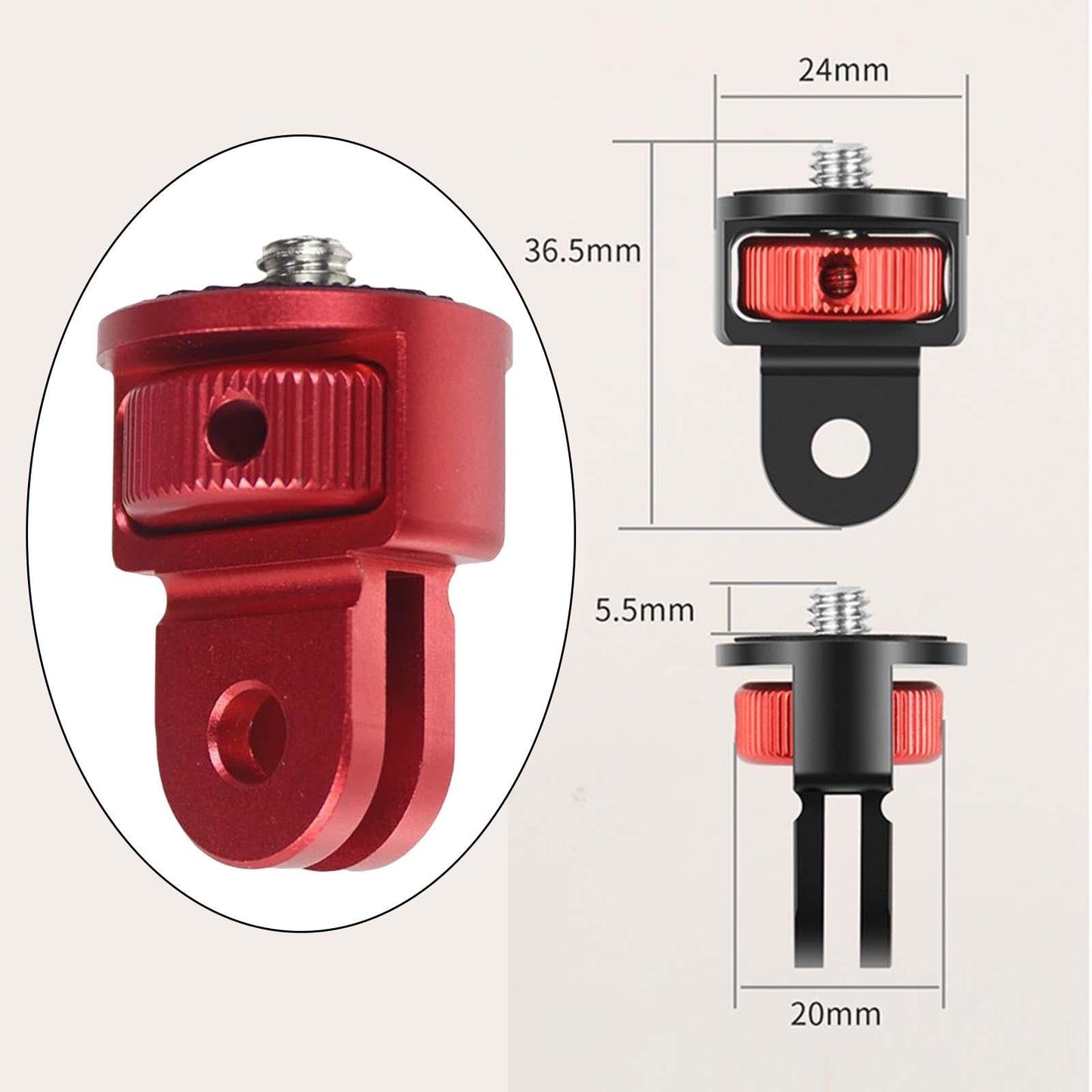 Mini Tripod Mount Adapter 360 Degree with 1/4 Screw Converter Red