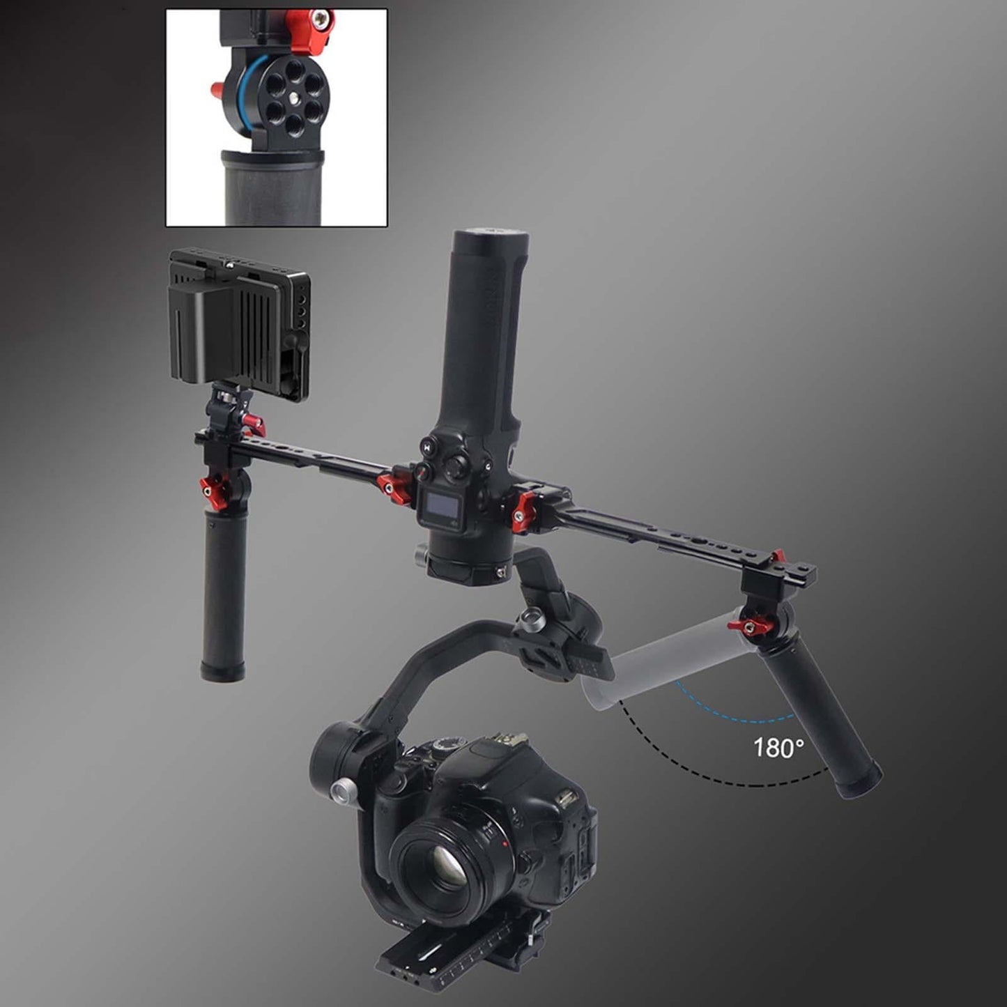 Dual Hand Stabilizer with Cold Shoe Mounts Adjustable for DJI Rsc2 RS2