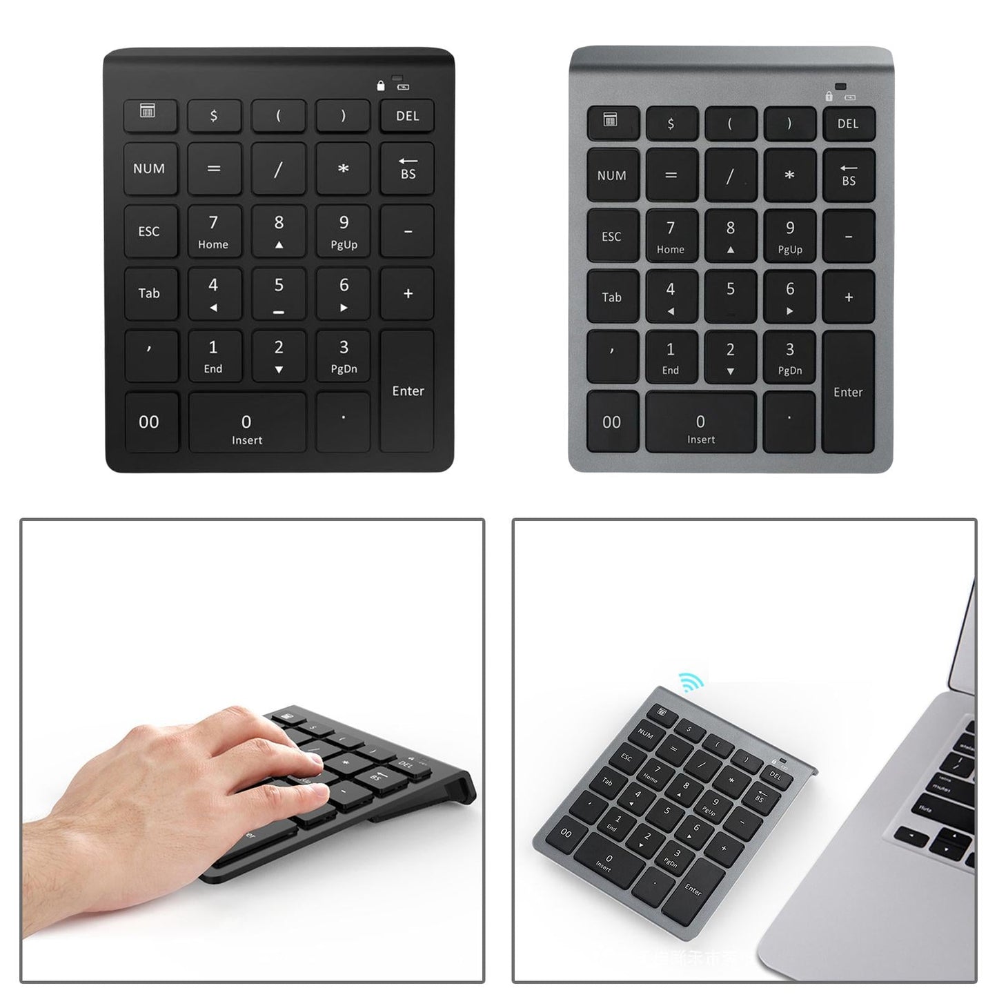 Anti Slip Bluetooth Number Pad 28 Keys Number Numpad for PC Windows Computer Black
