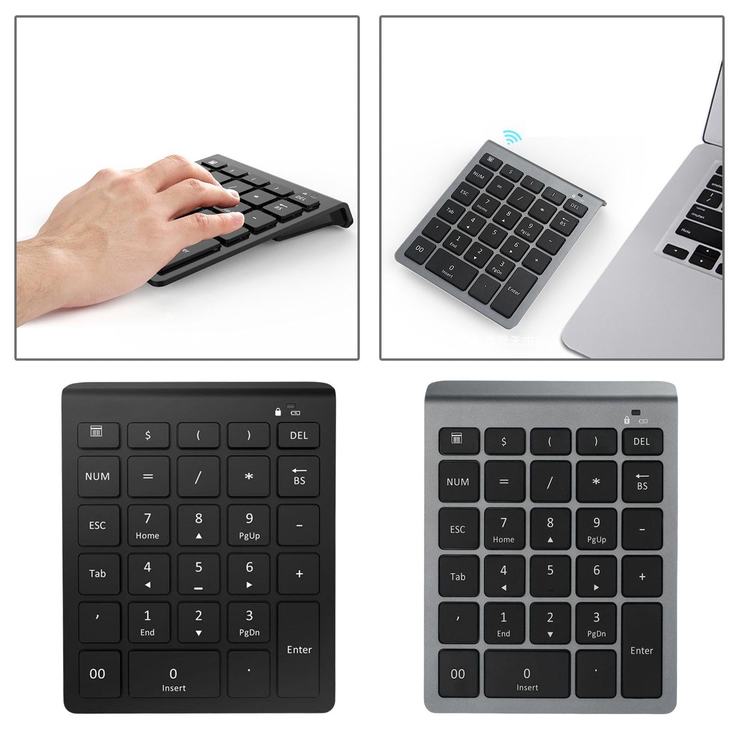 Anti Slip Bluetooth Number Pad 28 Keys Number Numpad for PC Windows Computer Black