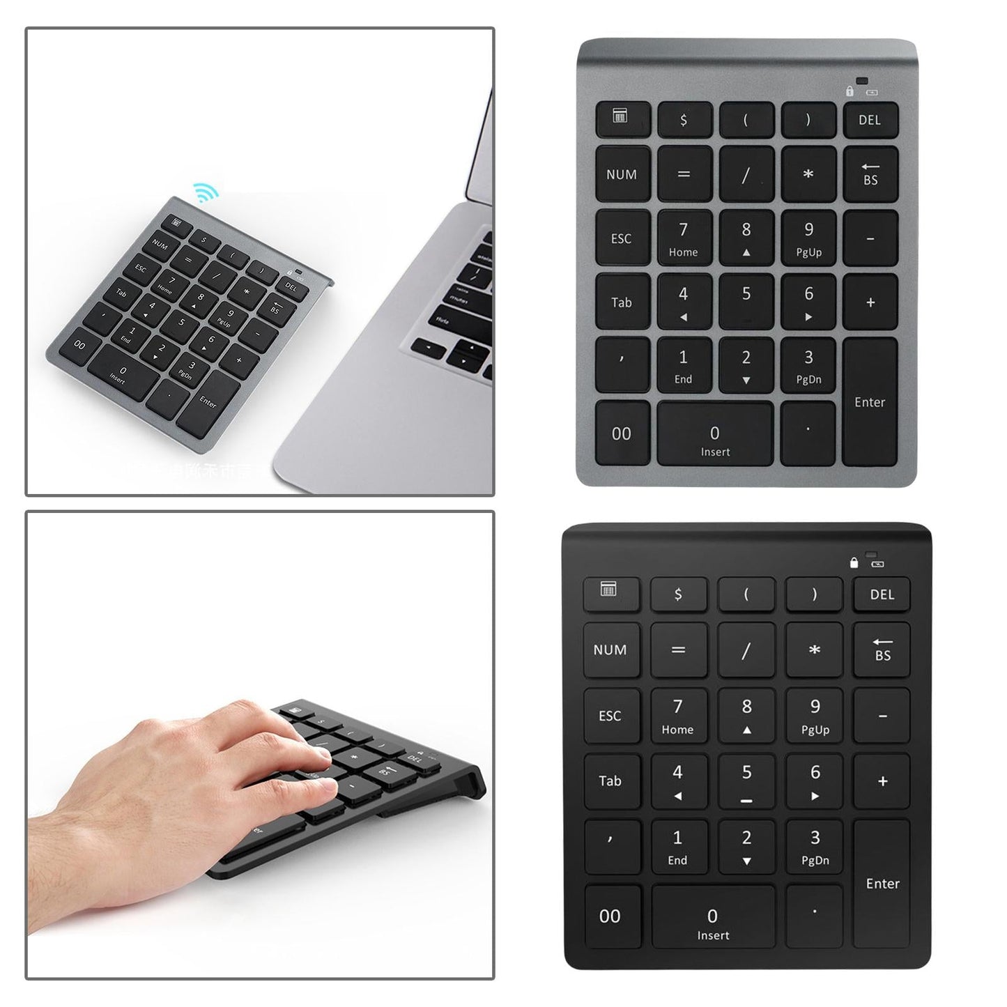 Anti Slip Bluetooth Number Pad 28 Keys Number Numpad for PC Windows Computer Black
