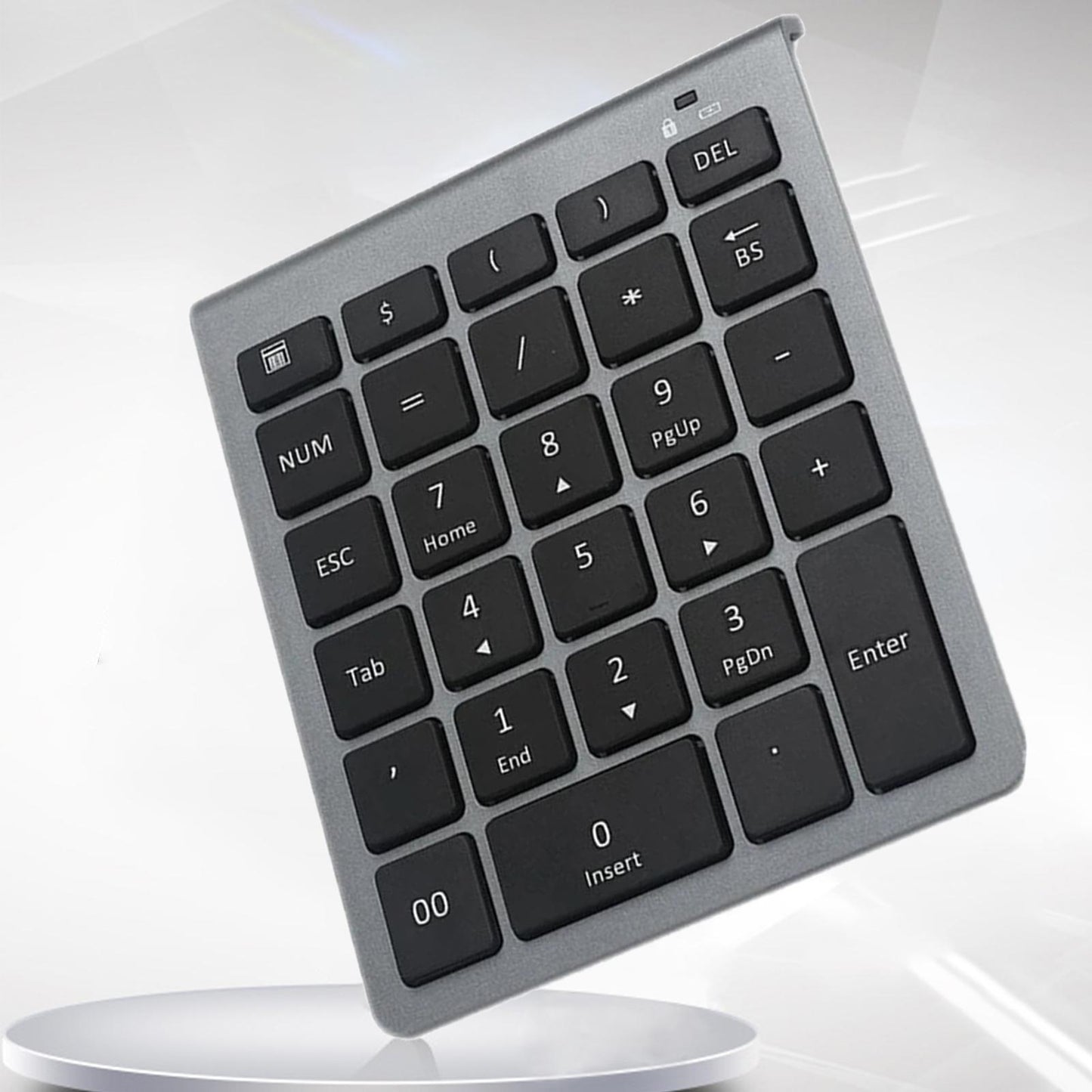 Anti Slip Bluetooth Number Pad 28 Keys Number Numpad for PC Windows Computer Grey