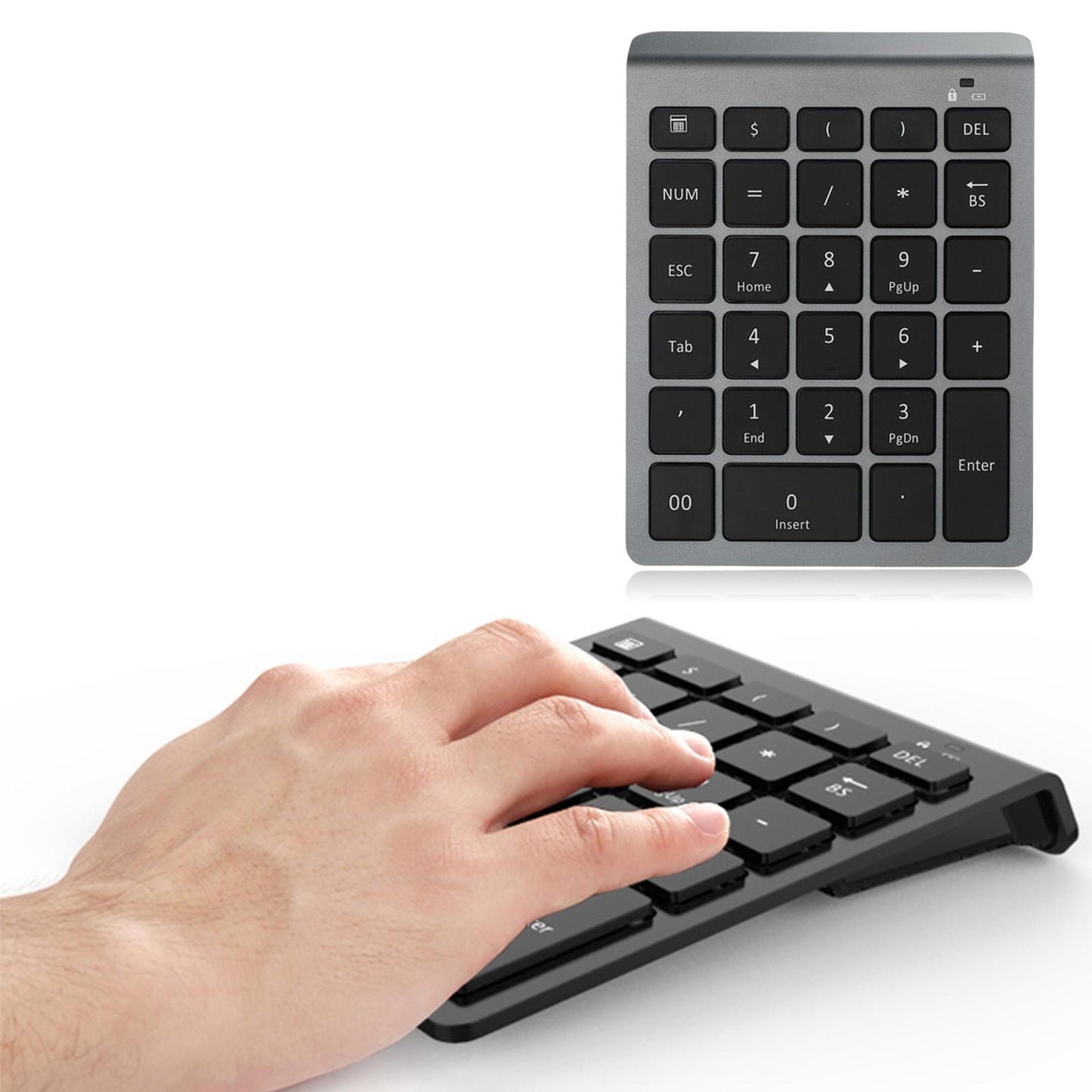 Anti Slip Bluetooth Number Pad 28 Keys Number Numpad for PC Windows Computer Grey
