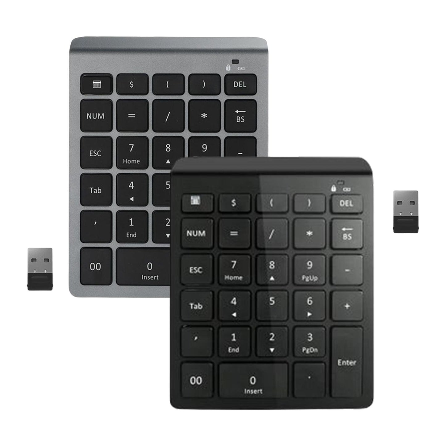 Portable Wireless Numeric Keypad 2.4G 28 Key for Laptop Financial Accounting 2.4G Black