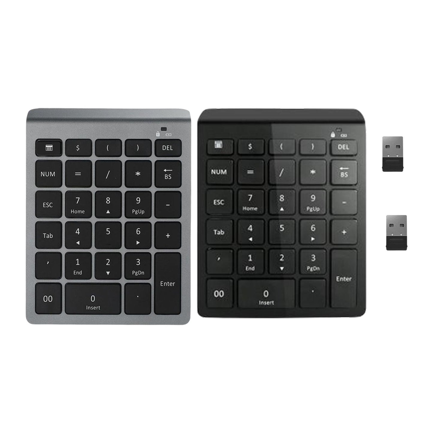 Portable Wireless Numeric Keypad 2.4G 28 Key for Laptop Financial Accounting 2.4G Black
